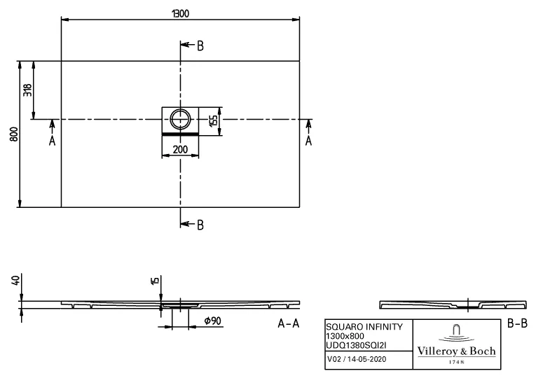 Villeroy & Boch rechteck Duschwanne „Squaro Infinity“ nur flächenbündige Installation 130 × 80 cm ohne Oberflächenbeschichtung, in Stone White Villeroy & Boch rechteck Duschwanne „Squaro Infinity“ nur flächenbündige Installation 130 × 80 cm ohne Oberflächenbeschichtung, in Stone White