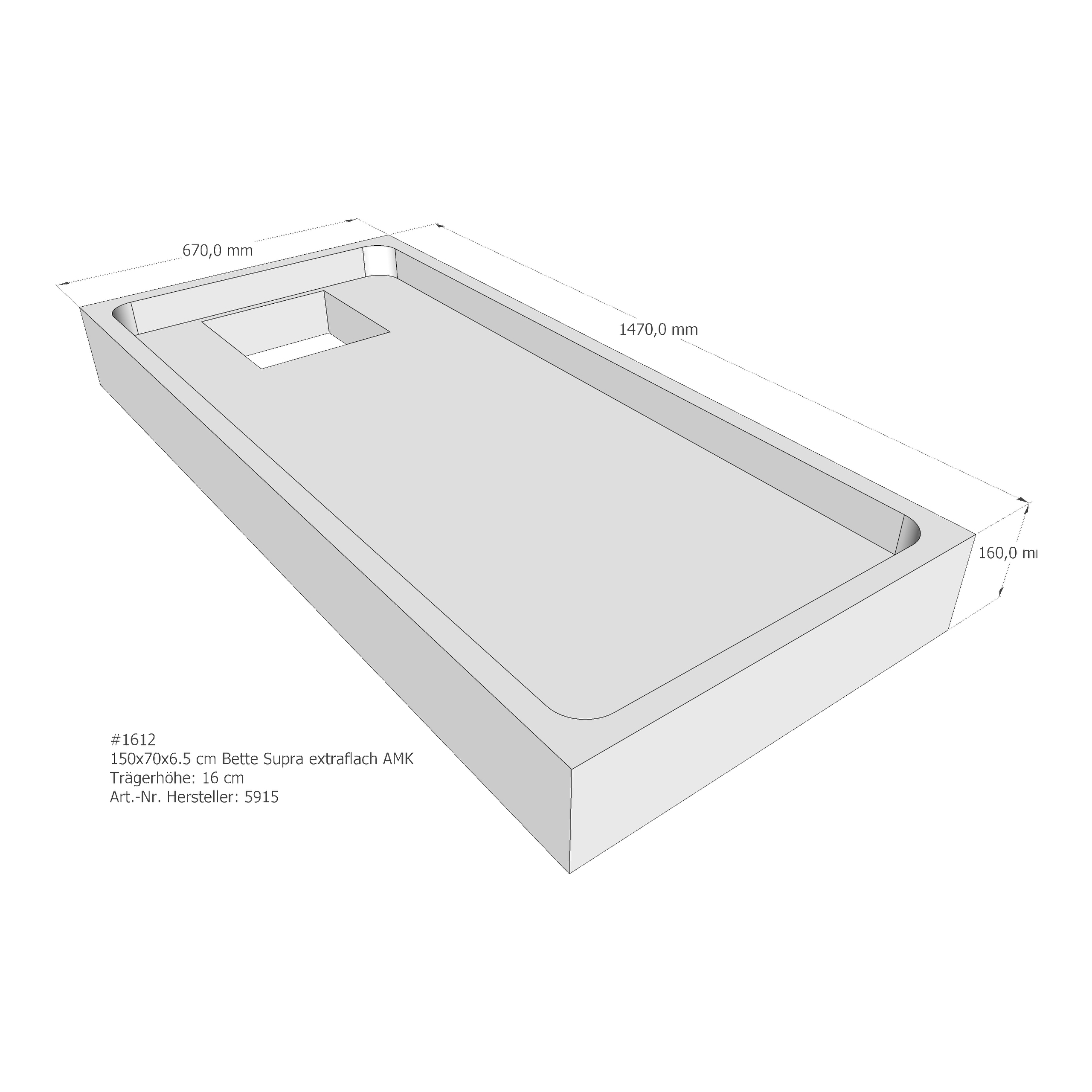 Duschwannenträger Bette BetteSupra (extraflach) 150x70x6,5 cm AMK210