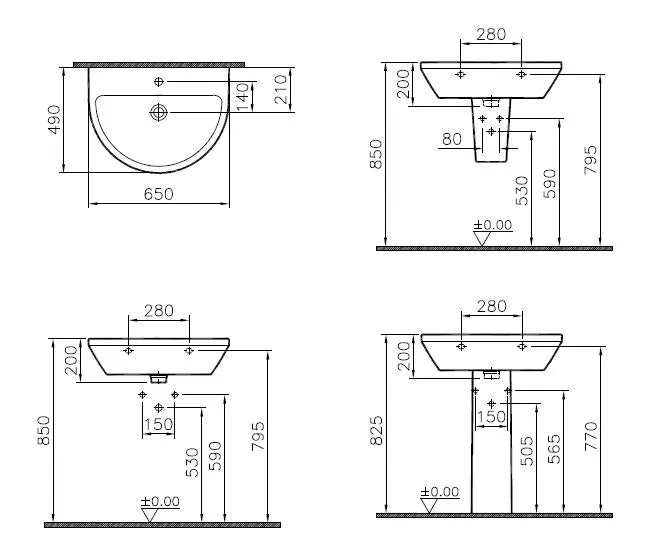 VitrA Integra Waschtisch 65 x 49 cm rund, Weiß Hochglanz, Oberflächenveredelung VitrA Clean