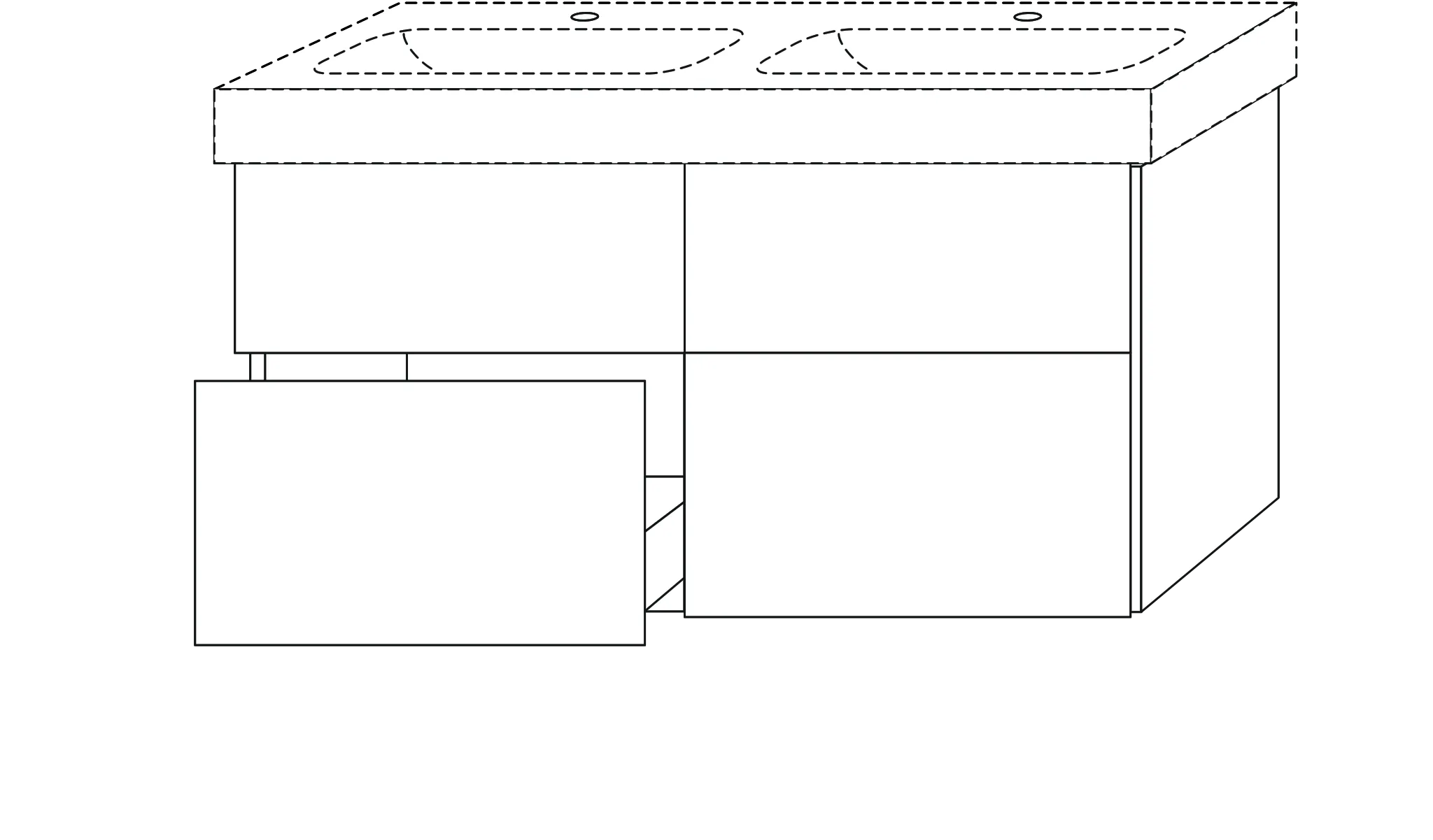 Waschtischunterbau mit Auszügen 3way (BP996) 593x1130x442 Graphit-Matt