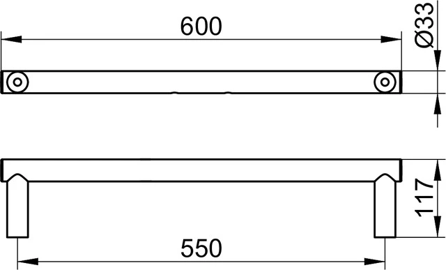 Plan Care 34979170600 Wandstange für Rückenstütze 600 mm silber-eloxiert