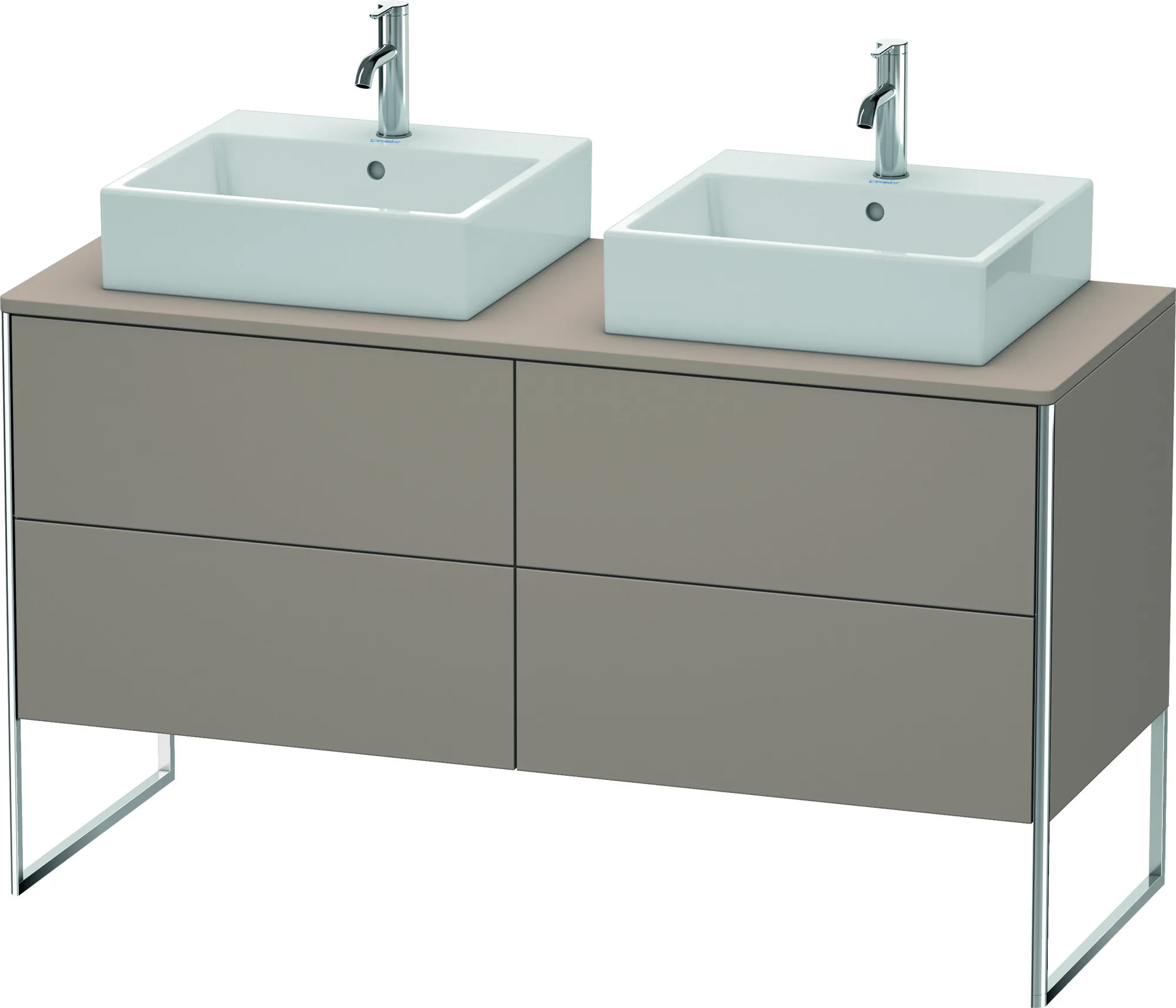 Duravit Waschtischunterschrank bodenstehend „XSquare“ 140 × 77,8 × 54,8 cm Basalt Matt