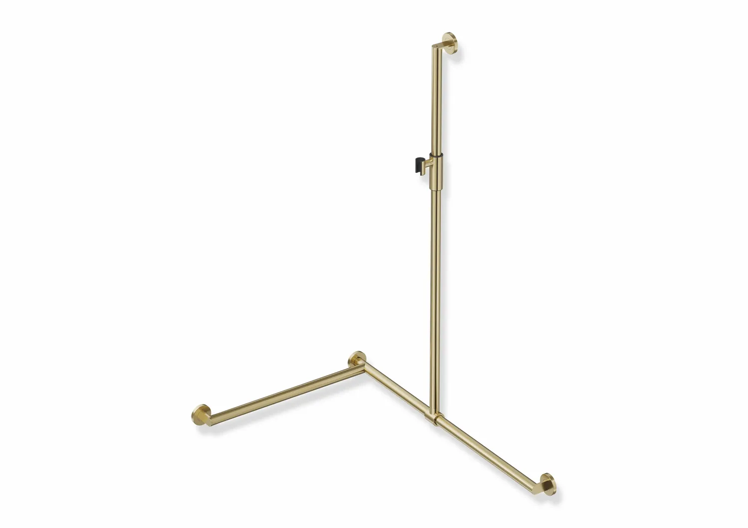 Duschhandlauf mit verschiebbarer Brausehalterstange, Edelstahl, PVD, mit magnetischem Brausehalter, senkrechte Länge 1250 mm, waagerechte Längen 947 mm und 647 mm, D: 32 mm, 70 mm tief, Ausführung links, in Farbe CK (messing glänzend) Duschhandlauf mit verschiebbarer Brausehalterstange, Edelstahl, PVD, mit magnetischem Brausehalter, senkrechte Länge 1250 mm, waagerechte Längen 947 mm und 647 mm, D: 32 mm, 70 mm tief, Ausführung links, in Farbe CK (messing glänzend)