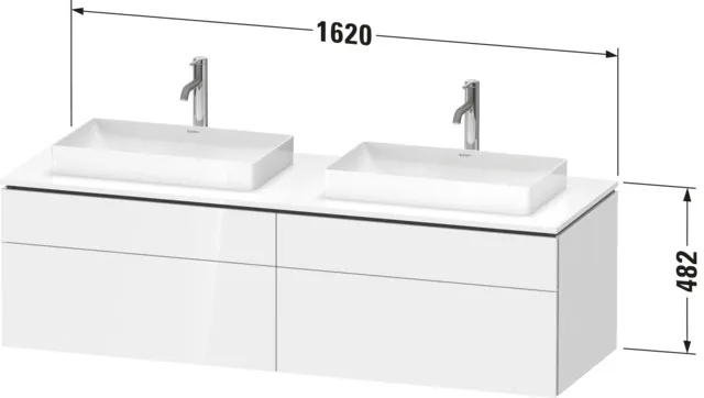 Duravit Waschtischunterschrank wandhängend „L-Cube“ 162 × 48,2 × 55 cm, links und rechts