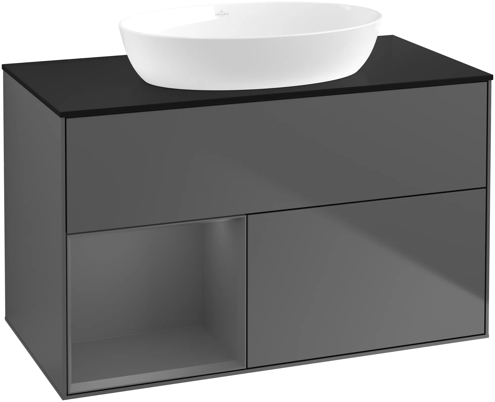 Villeroy & Boch Finion Waschbeckenunterschrank GA1 1000x603x501mm Anthrazit matt Lack / Glas schwarz matt