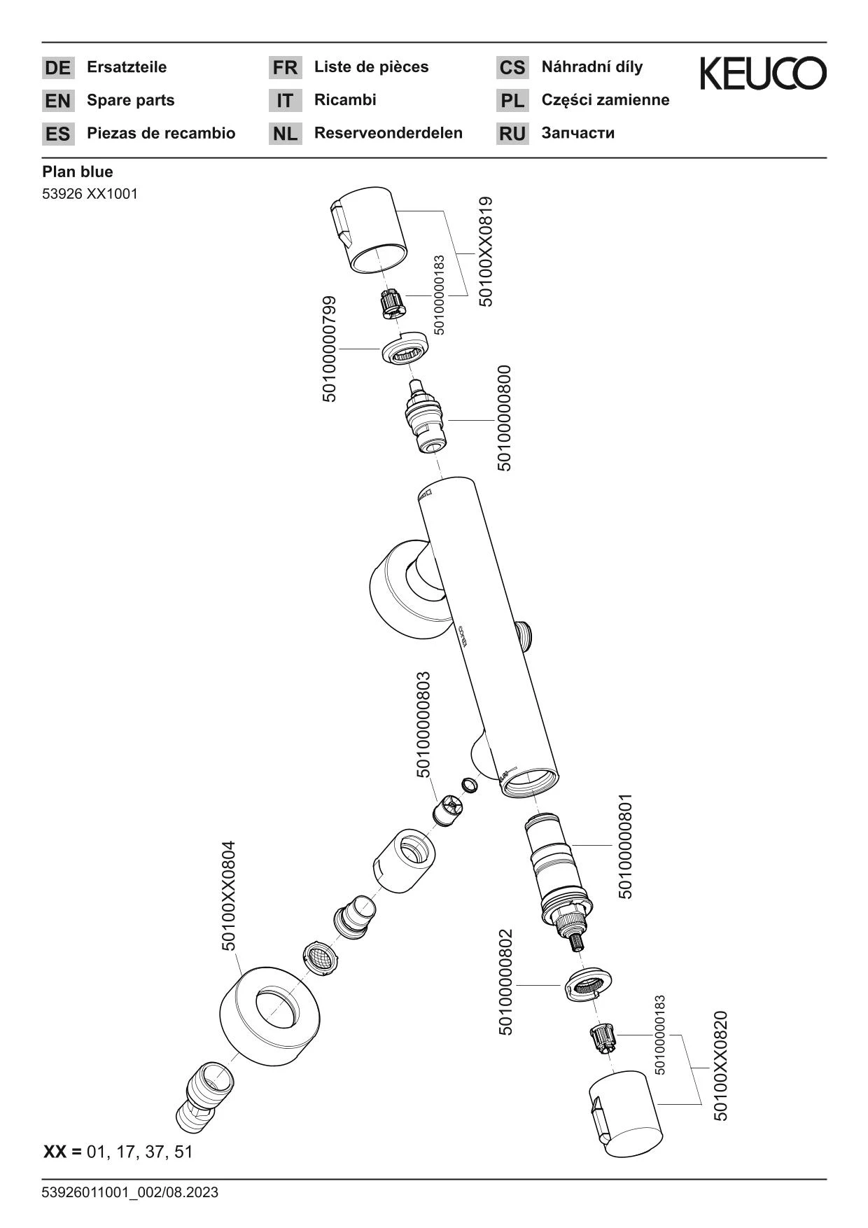 Plan blue 53926171001 Thermostat-Brausemischer Aufputz Aluminium-finish