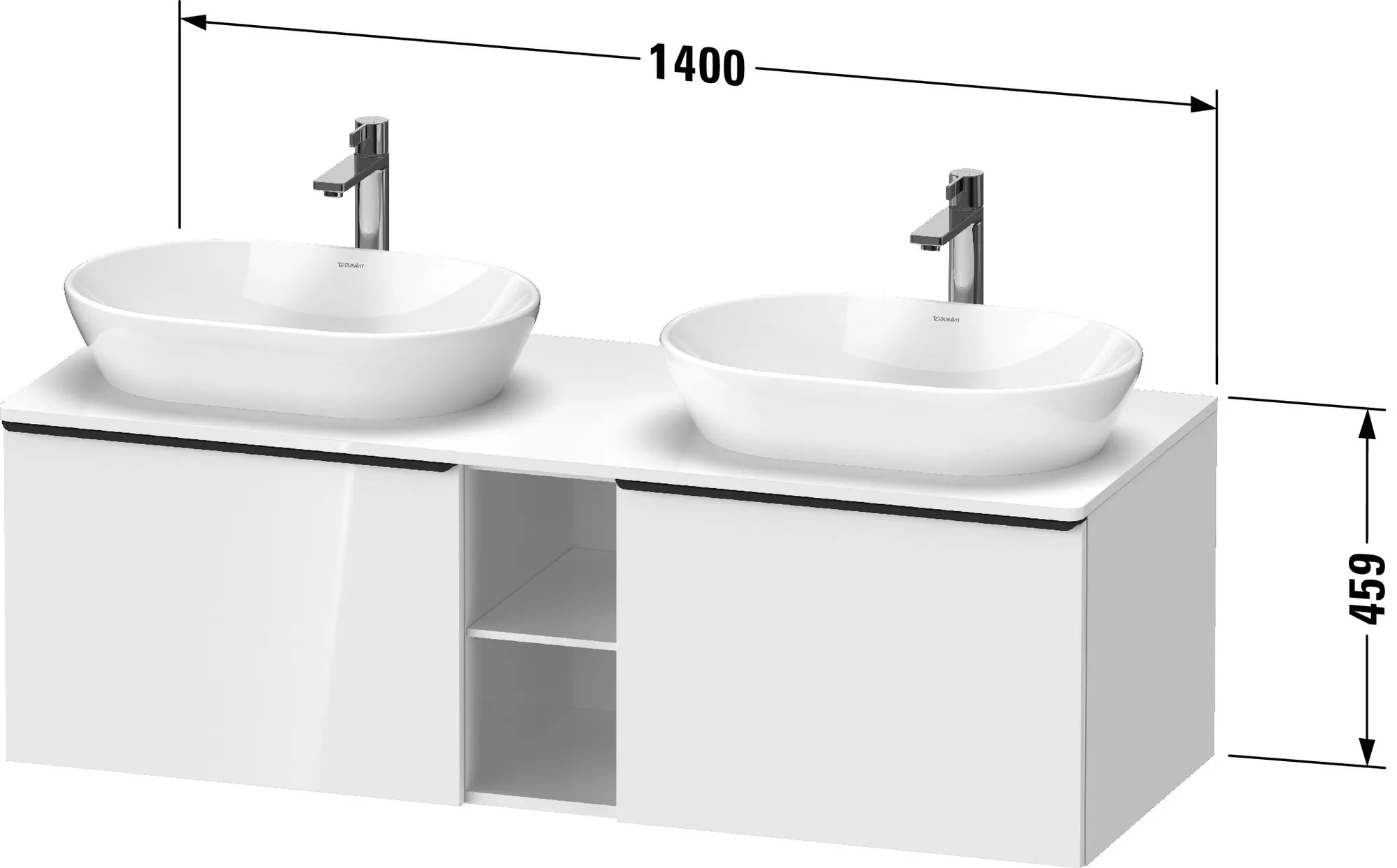 Duravit Waschtischunterschrank wandhängend „D-Neo“ 140 × 45,9 × 55 cm in Basalt Matt