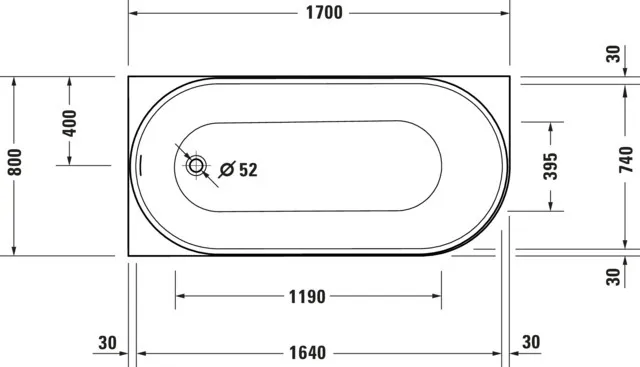 Duravit Badewanne „DuraSenja“ vorwand oval 170 × 80 cm, links