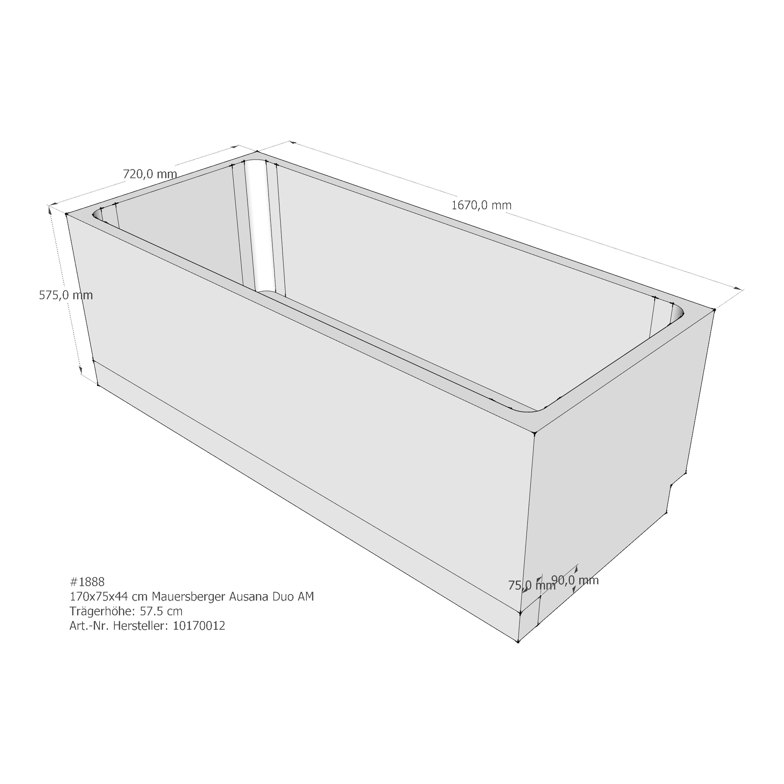 Badewannenträger für Mauersberger Ausana 170 × 75 × 44 cm Badewannenträger für Mauersberger Ausana 170 × 75 × 44 cm