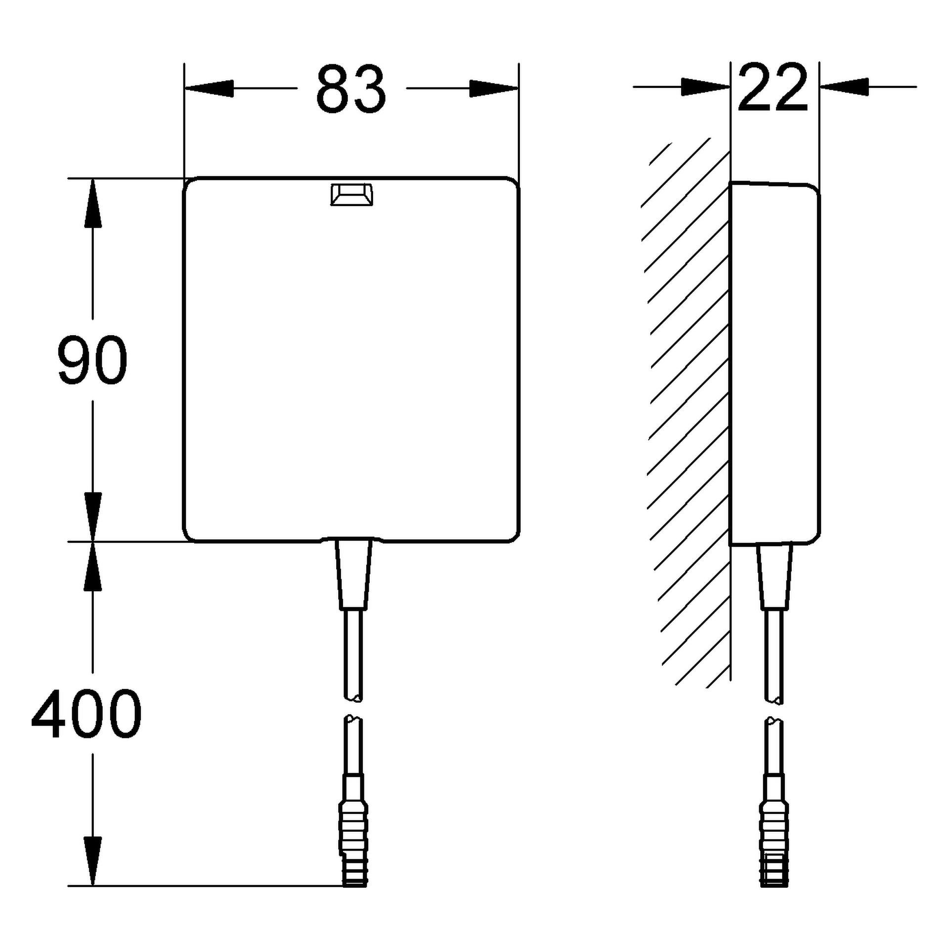 Schalternetzteil 36338, für Waschtisch-Elektronik mit 1-Auge-Infrarotsensor, Schalternetzteil mit Anschlussspannung 100-230 V AC, 50 - 60 Hz, für UP-Dose mit Abdeckung und Zugentlastung