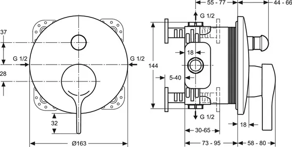 Badearmatur Unterputz Melange, Bausatz 2, Rosette Durchmesser:163mm, Chrom Badearmatur Unterputz Melange, Bausatz 2, Rosette Durchmesser:163mm, Chrom