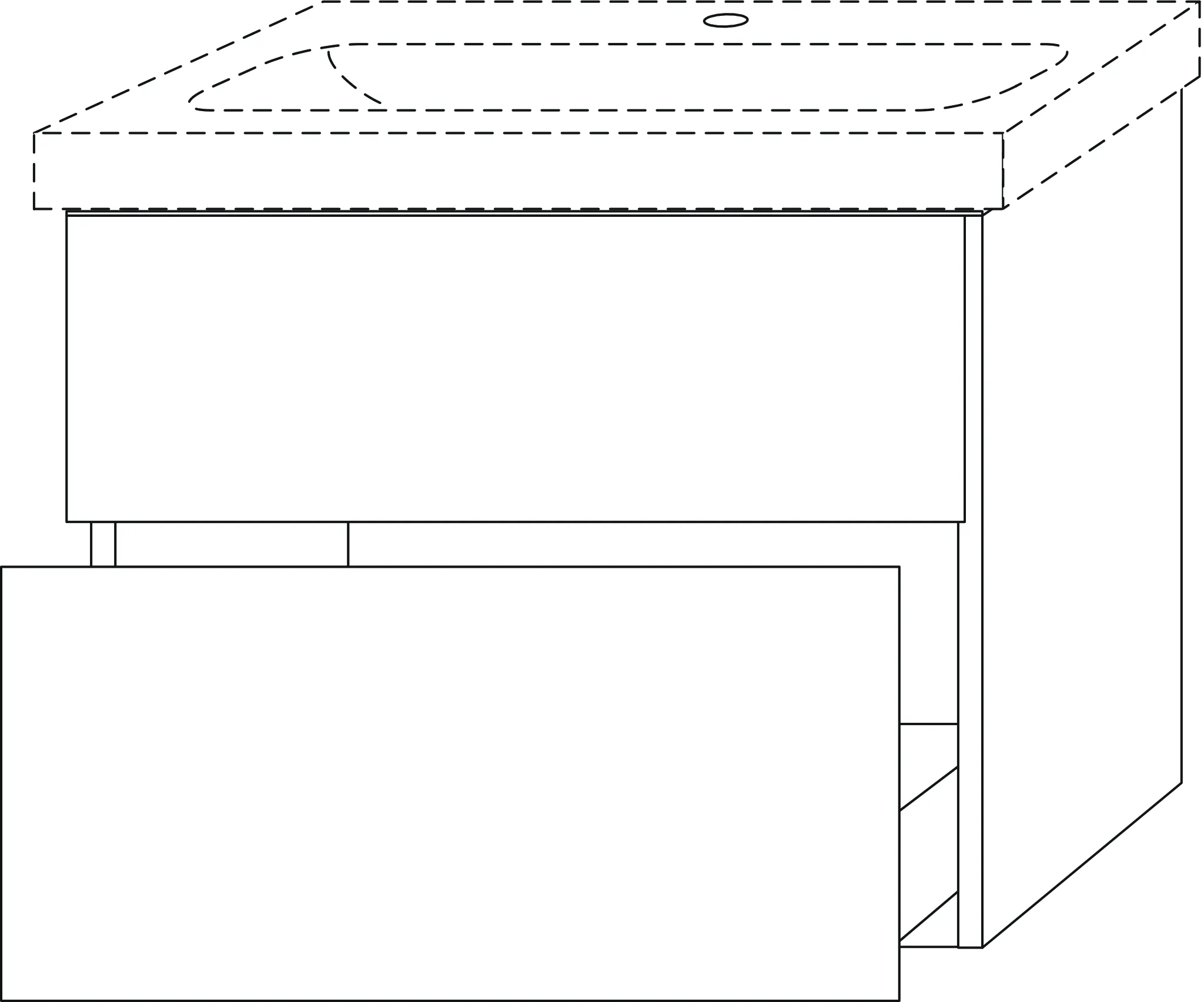 Waschtischunterbau mit Auszügen 3way (SP572) 591x700x407 Graphit-Matt