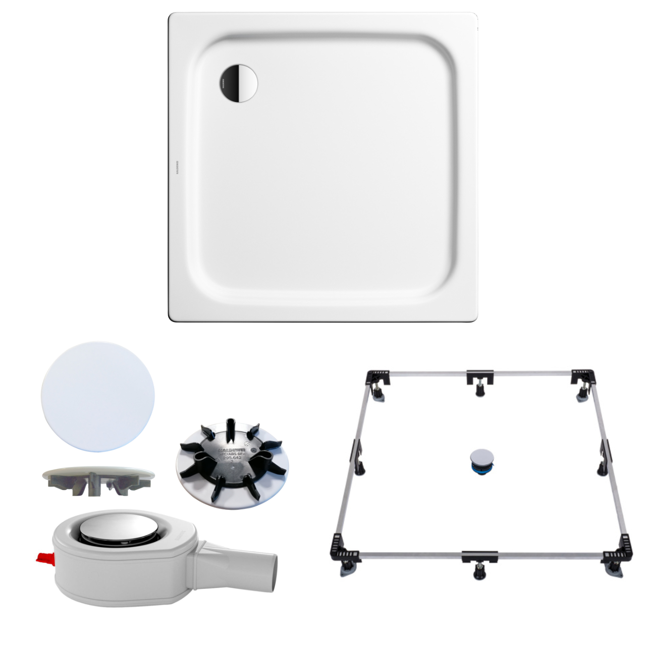 quadrat Set Duschwanne Komplettset Duschwanne mit Ablauf+Deckel und Rahmen 90 × 90 cm, , quadrat Set Duschwanne Komplettset Duschwanne mit Ablauf+Deckel und Rahmen 90 × 90 cm, ,