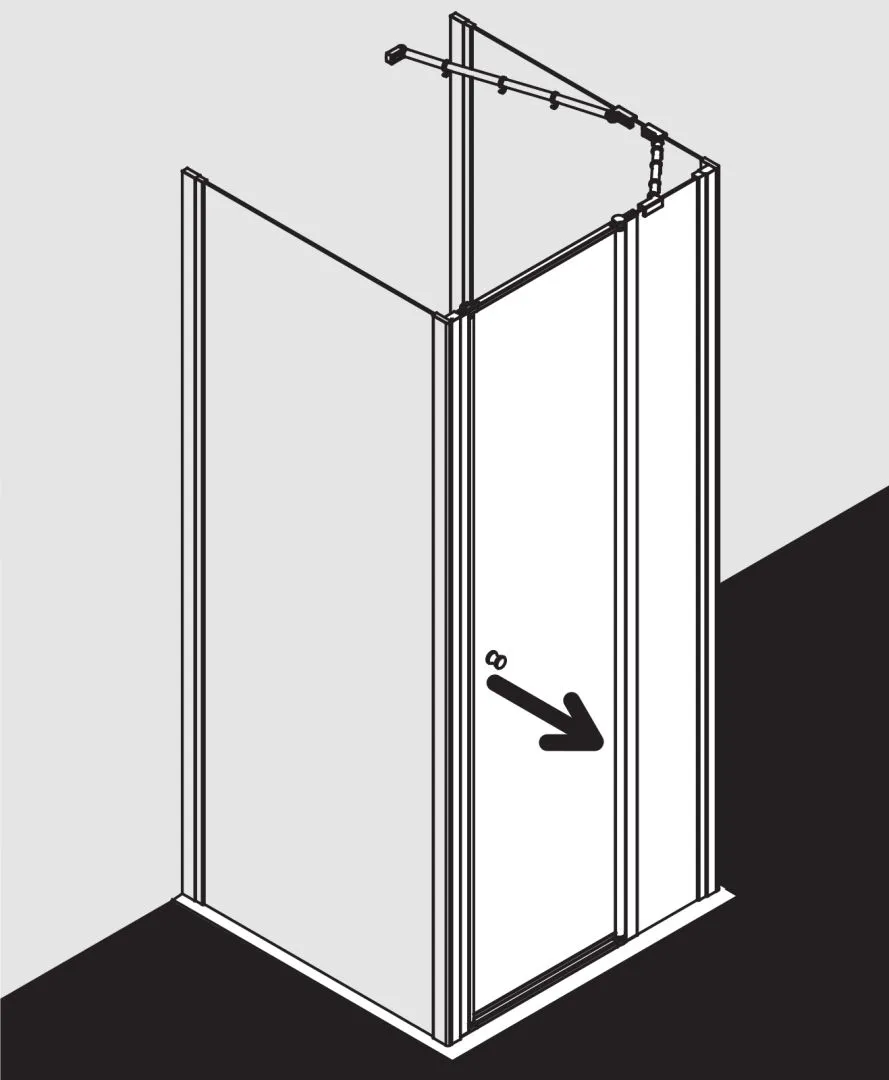 Kermi Duschdesign IBIZA 2000 Schwingtür mit Festfeld, 1750x750 mm, Silber Mattglanz