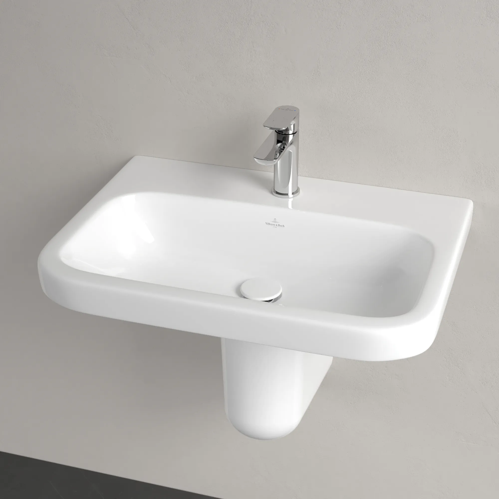 Villeroy & Boch Waschbecken „Architectura“ 650 × 470 × 180 mm, ohne Hahnlochbohrung, für Becken mittig in Weiß Alpin