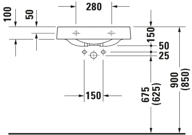 Waschtisch Architec 575 mm ohneÜL, mitHLB, HL links, weiß