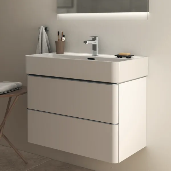 Waschbecken „StradaII“ 80 × 43 × 17 cm, Hahnlochposition mittig in Weiß Waschbecken „StradaII“ 80 × 43 × 17 cm, Hahnlochposition mittig in Weiß