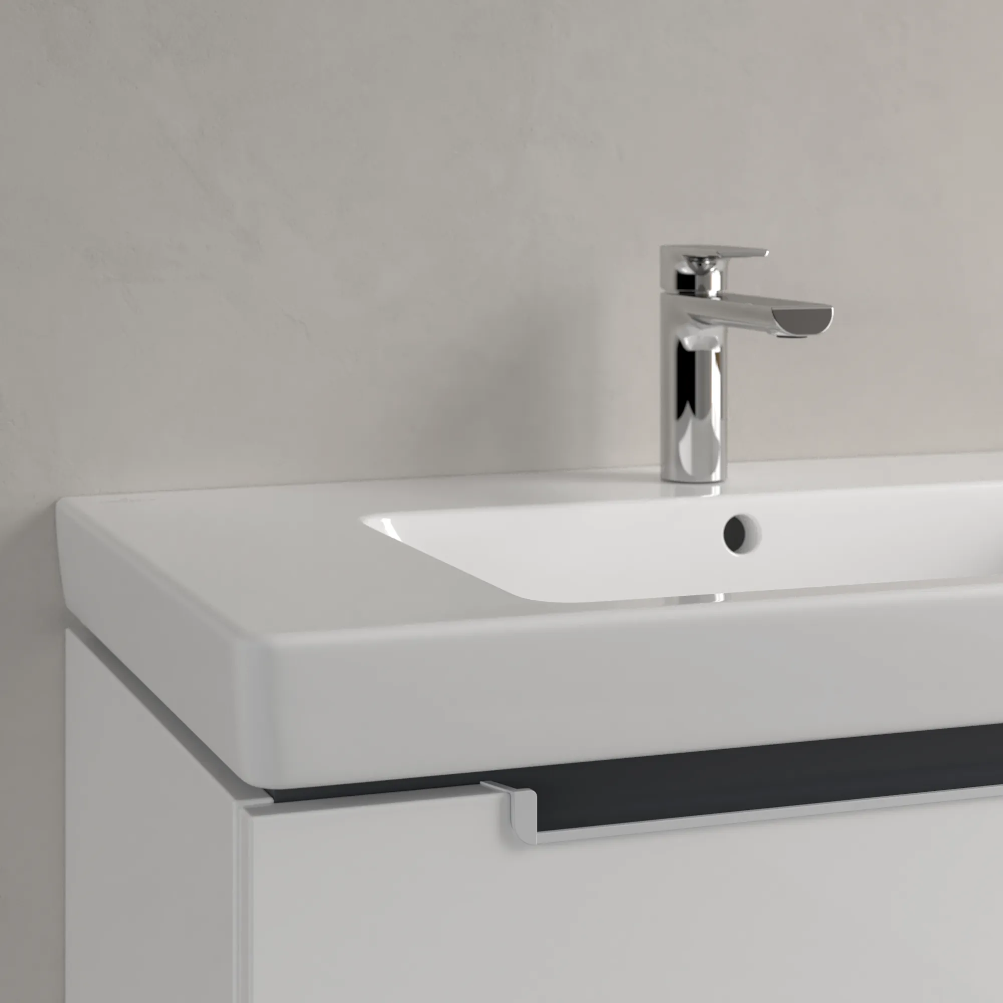 Villeroy & Boch Wandwaschtisch „Subway 2.0“ 800 × 475 × 175 mm, für Becken mittig, mit Hahnlochbohrung, Hahnlochposition mittig, mit Hahnlochbank