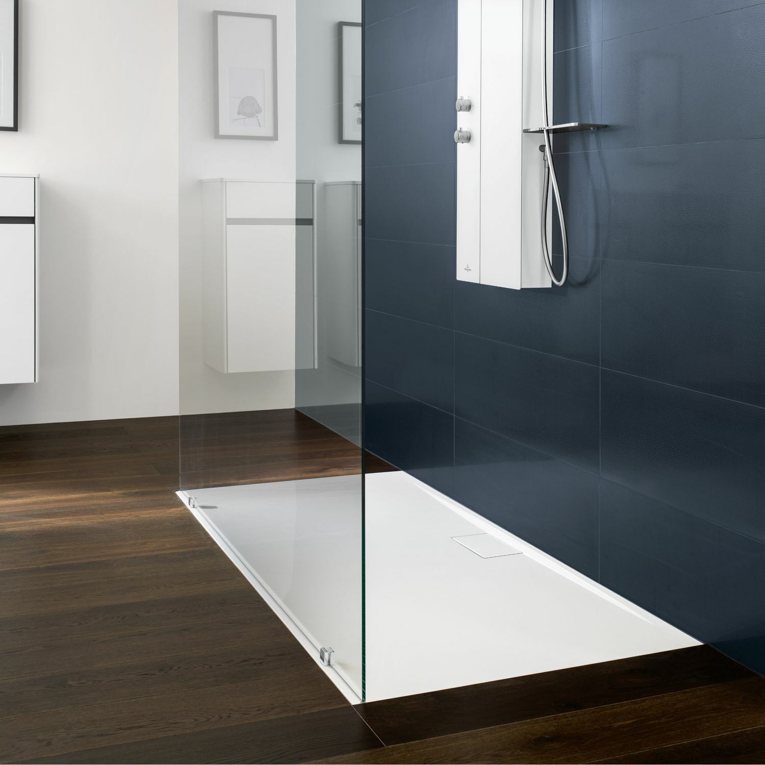 Villeroy & Boch Duschwanne inkl. Wannenträger und Ablaufgarnitur „Architectura MetalRim“ 140 × 90 cm