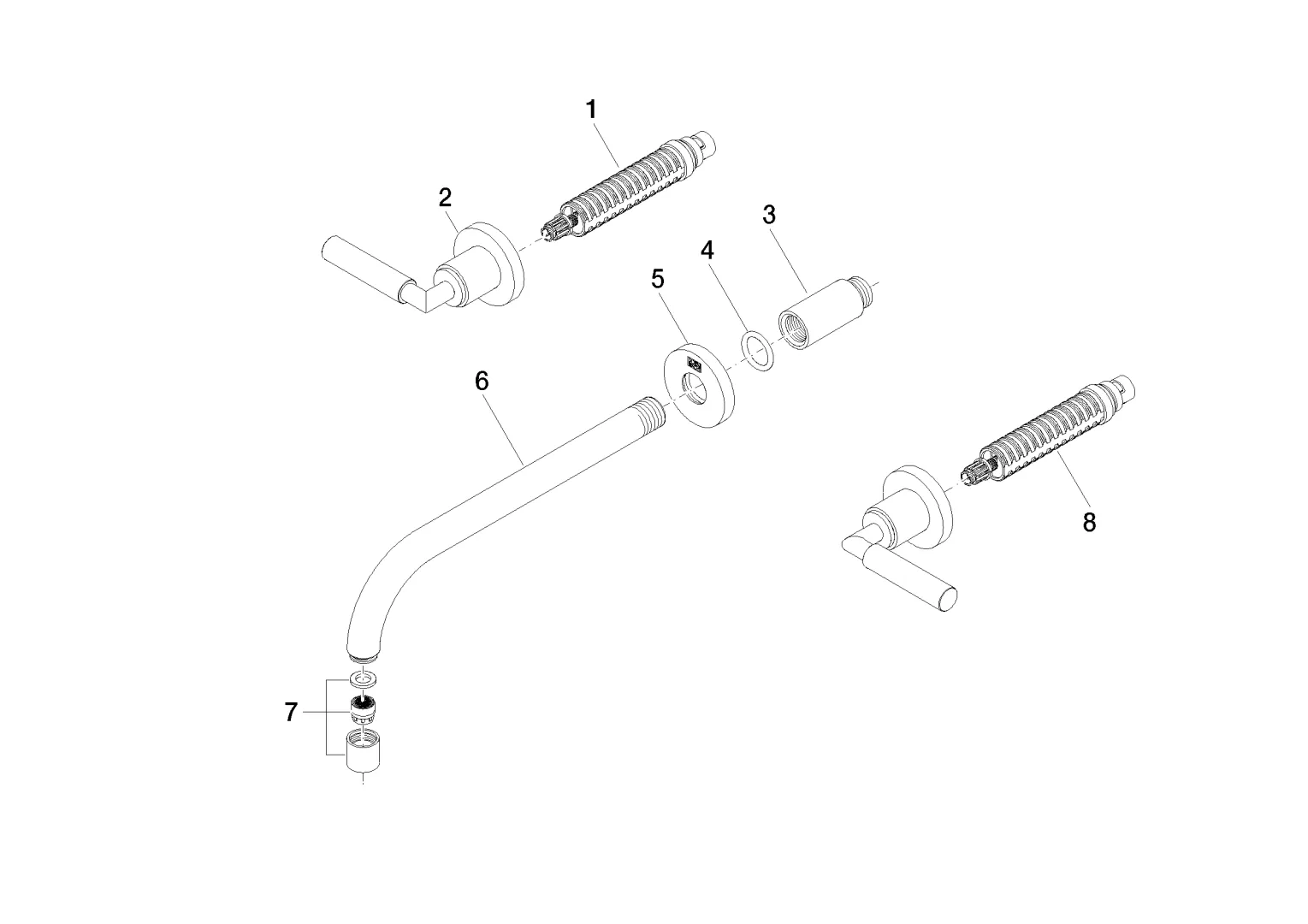 Waschtisch-Wandbatterie ohne Ablaufgarnitur TARA Chrom 36717882
