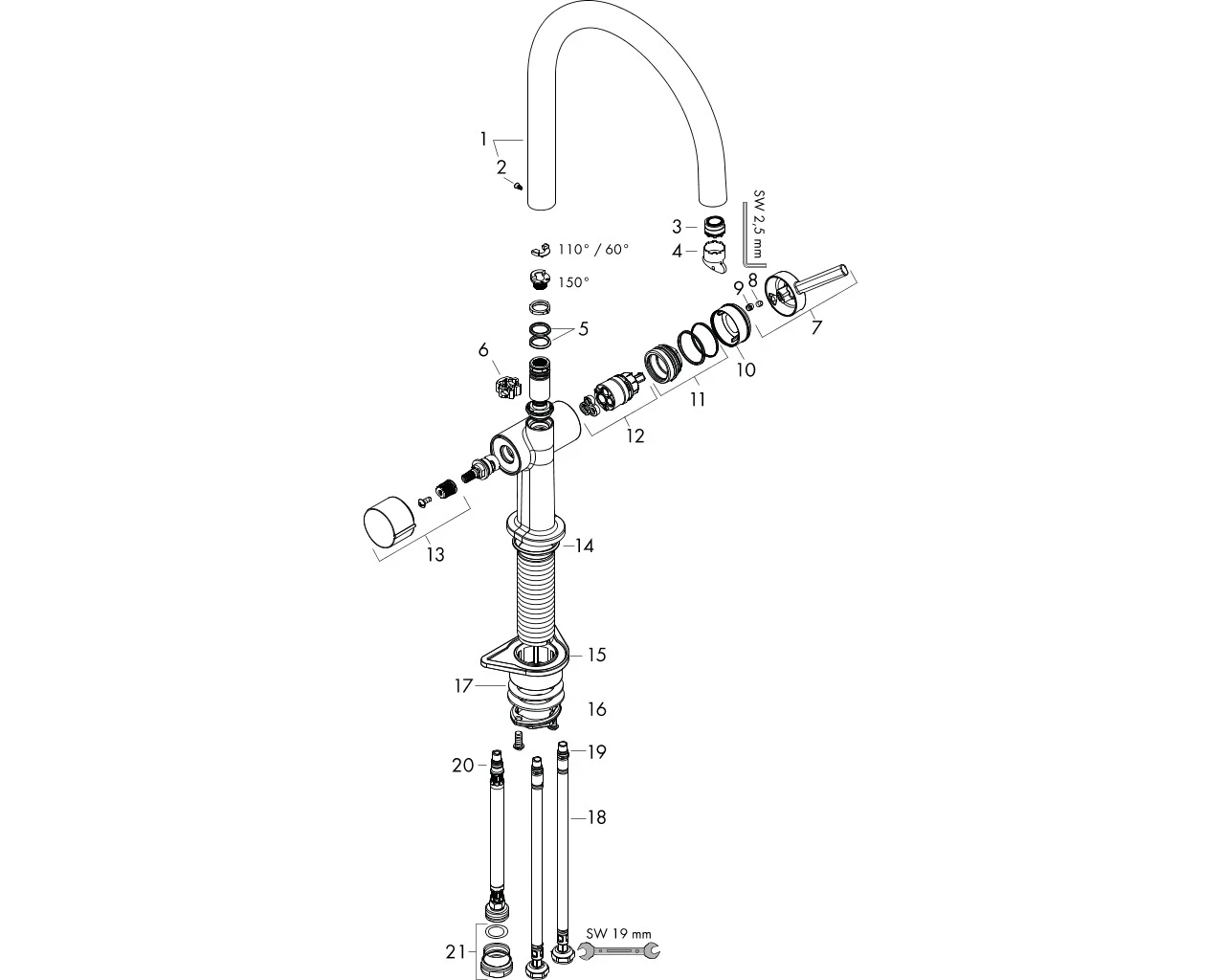 Spültischmischer 220 Talis M54 Geräteabsperrventil 1jet chrom