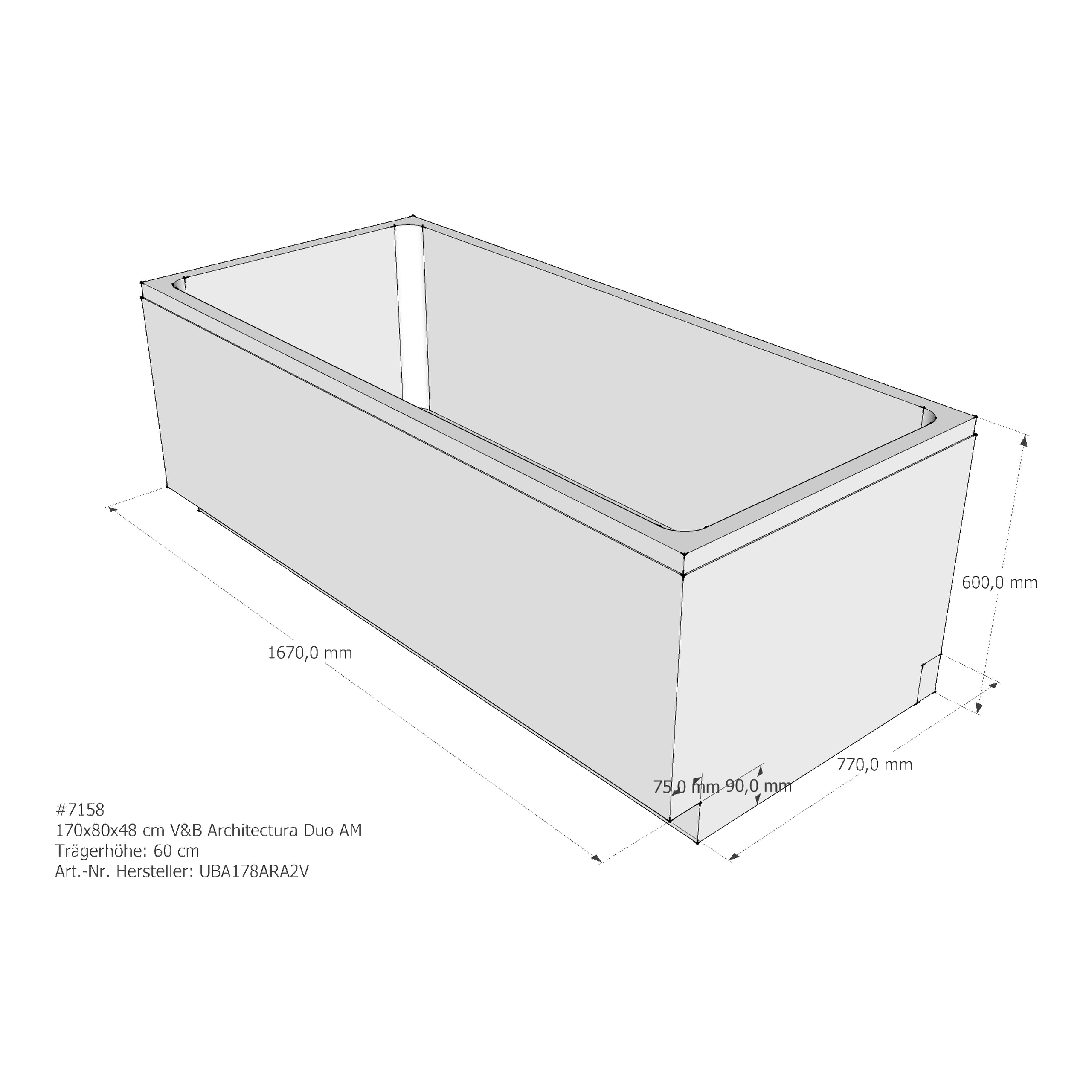 Badewannenträger für Villeroy & Boch Architectura (Omnia) 170 × 80 × 48 cm