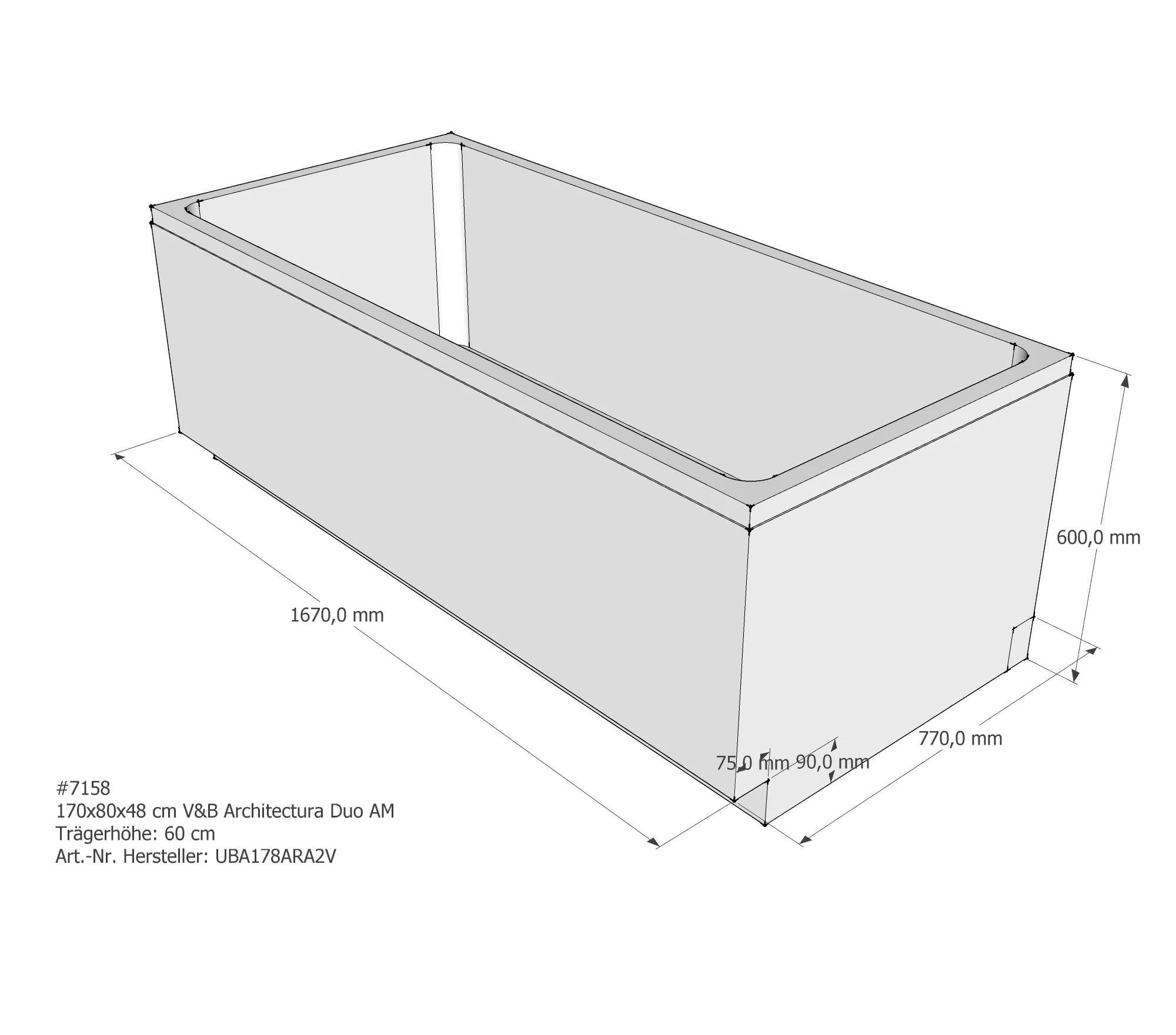 Badewannenträger für Villeroy & Boch Architectura 170 × 80 × 48 cm Badewannenträger für Villeroy & Boch Architectura 170 × 80 × 48 cm