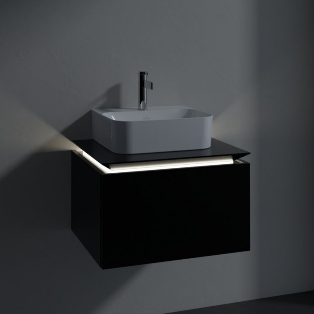 „Legato“ Waschbeckenunterschrank 60 × 38 × 50 cm inkl. LED-Beleuchtung, schwarz matt Sonderangebot