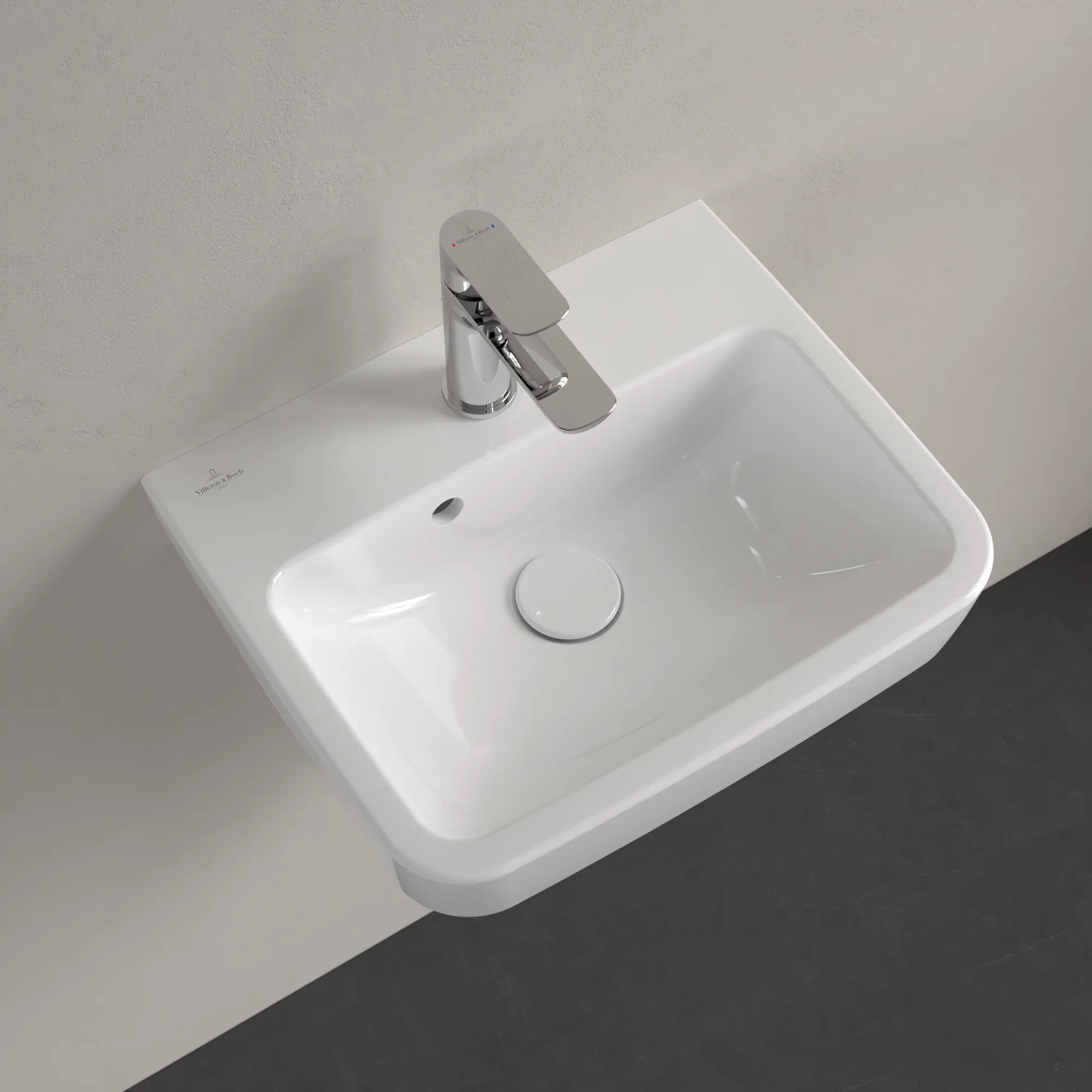 Villeroy & Boch Handwaschbecken „O.novo“ 450 × 370 × 160 mm, für Becken mittig, mit Hahnlochbohrung, Hahnlochposition mittig in Weiß Alpin Villeroy & Boch Handwaschbecken „O.novo“ 450 × 370 × 160 mm, für Becken mittig, mit Hahnlochbohrung, Hahnlochposition mittig in Weiß Alpin