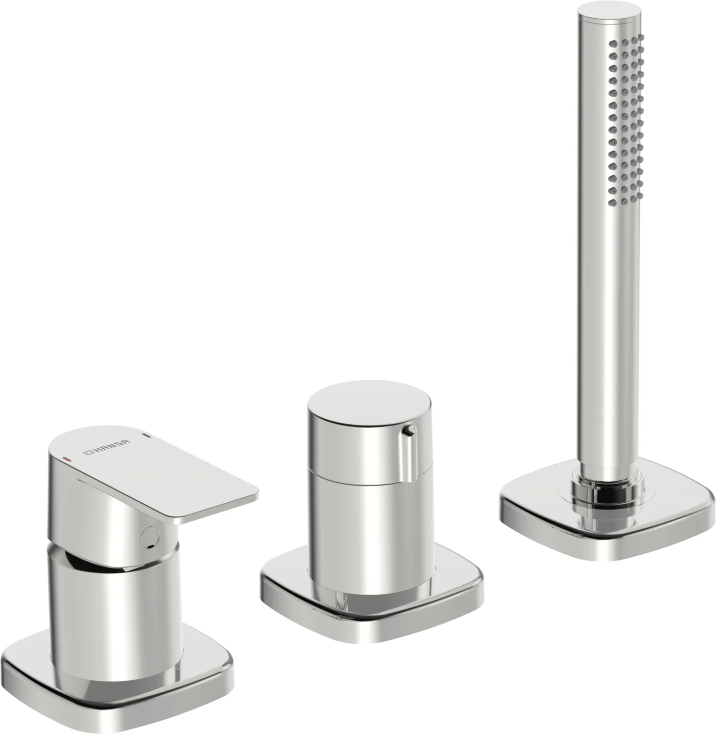 HansaSTELA Wannenarmatur Einhebelmischer Fertigmontageset für Wanne/Brause HansaSTELA 5731 Rosette soft edge Chrom