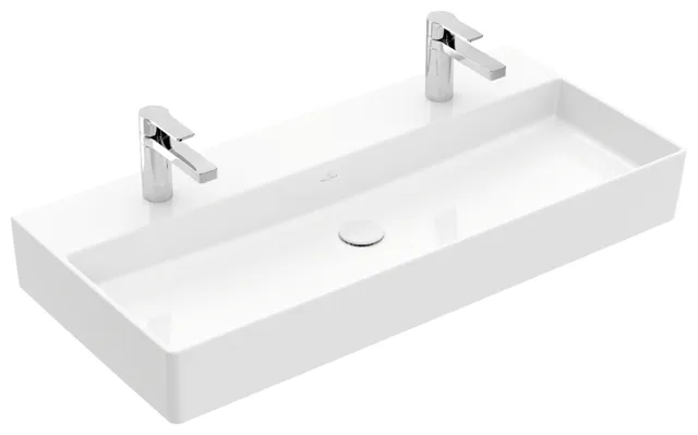 Villeroy & Boch Wandwaschtisch aus TitanCeram geschliffen „Memento 2.0“ 1000 × 470 × 135 mm, Hahnlochposition links und rechts, mit Hahnlochbohrung in Weiß Alpin Villeroy & Boch Wandwaschtisch aus TitanCeram geschliffen „Memento 2.0“ 1000 × 470 × 135 mm, Hahnlochposition links und rechts, mit Hahnlochbohrung in Weiß Alpin
