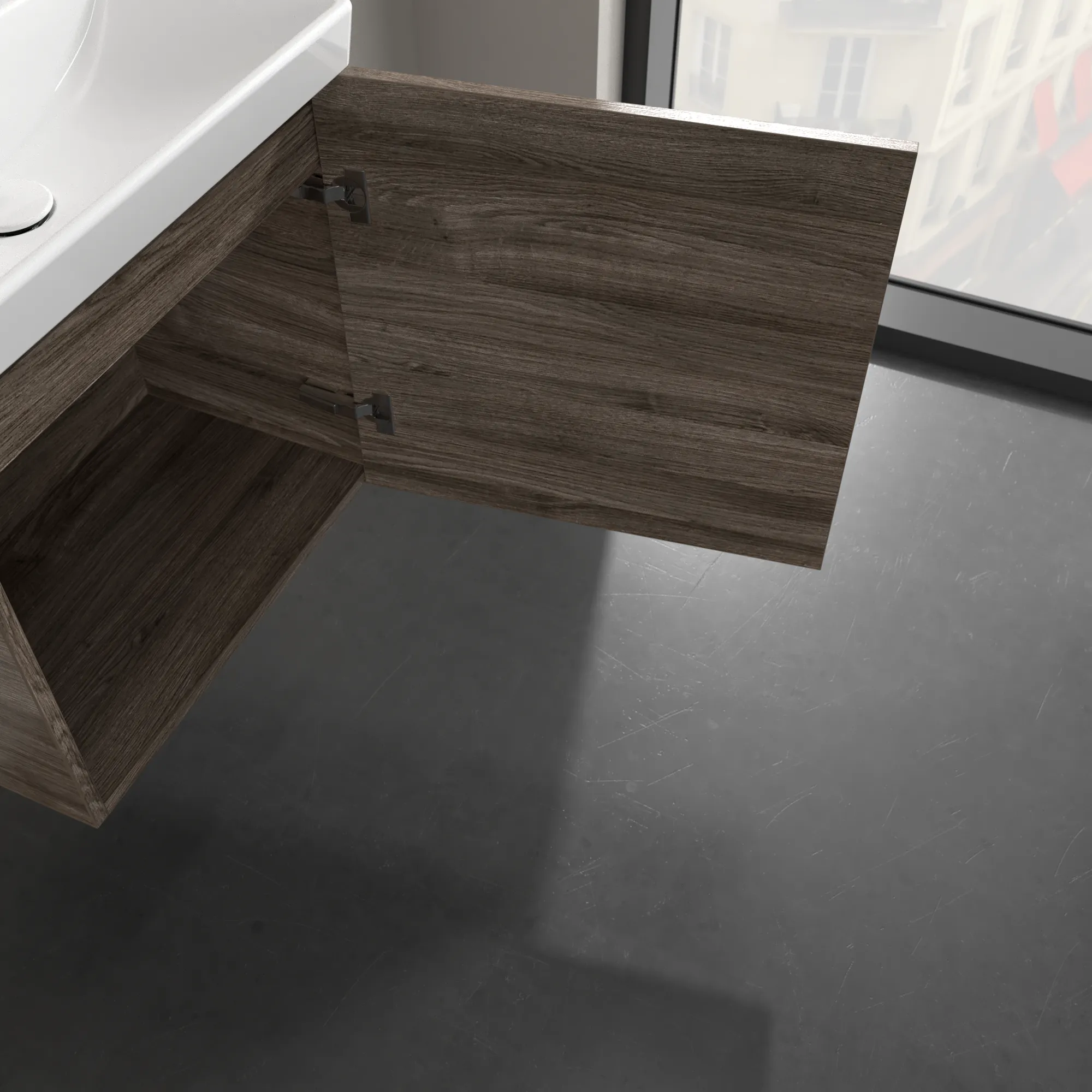 Villeroy & Boch Waschtischunterschrank mit Tür „Avento“ für Schrankwaschtisch 530 × 514 × 352 mm Stone Oak, Anschlag rechts, Soft Closing, 1 Tür