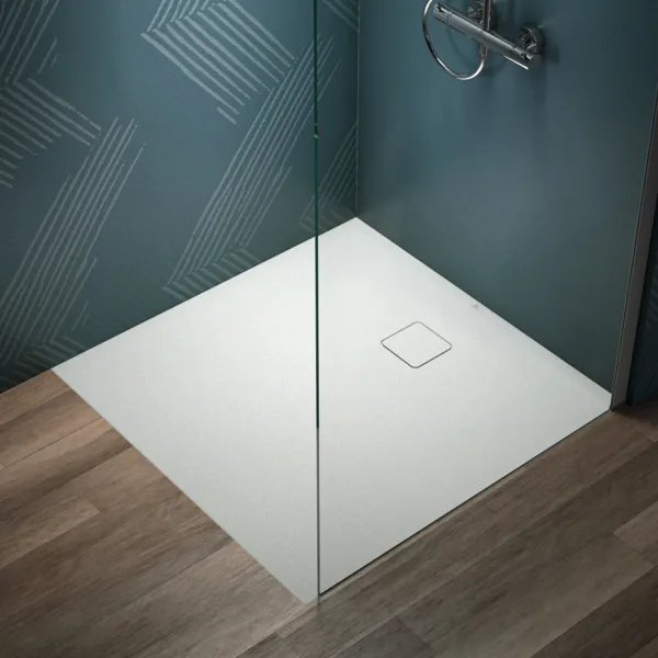 Ideal Standard Quadrat-Brausewanne Ultra Flat Evo, Seidenweiß, 1000x1000x35 mm, bodengleicher Einbau möglich