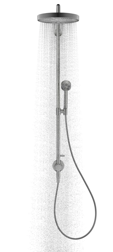 Hansgrohe AXOR One Showerpipe Unterputz mit Thermostat und Kopfbrause 280 1jet BBC, Brushed Black Chrome