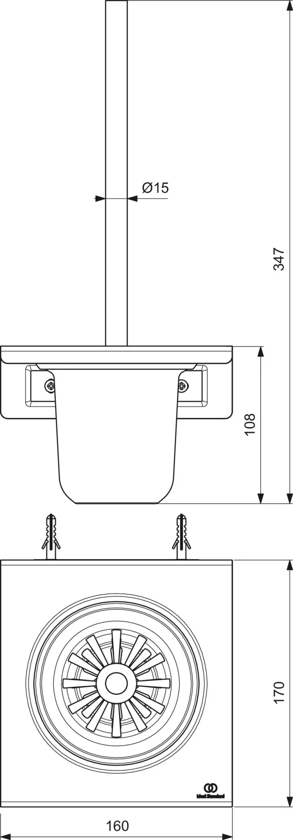 Ideal Standard Toilettenbürstengarnitur „Alu+“ 16 × 34,7 cm in Silk Black, Befestigung verdeckt Ideal Standard Toilettenbürstengarnitur „Alu+“ 16 × 34,7 cm in Silk Black, Befestigung verdeckt