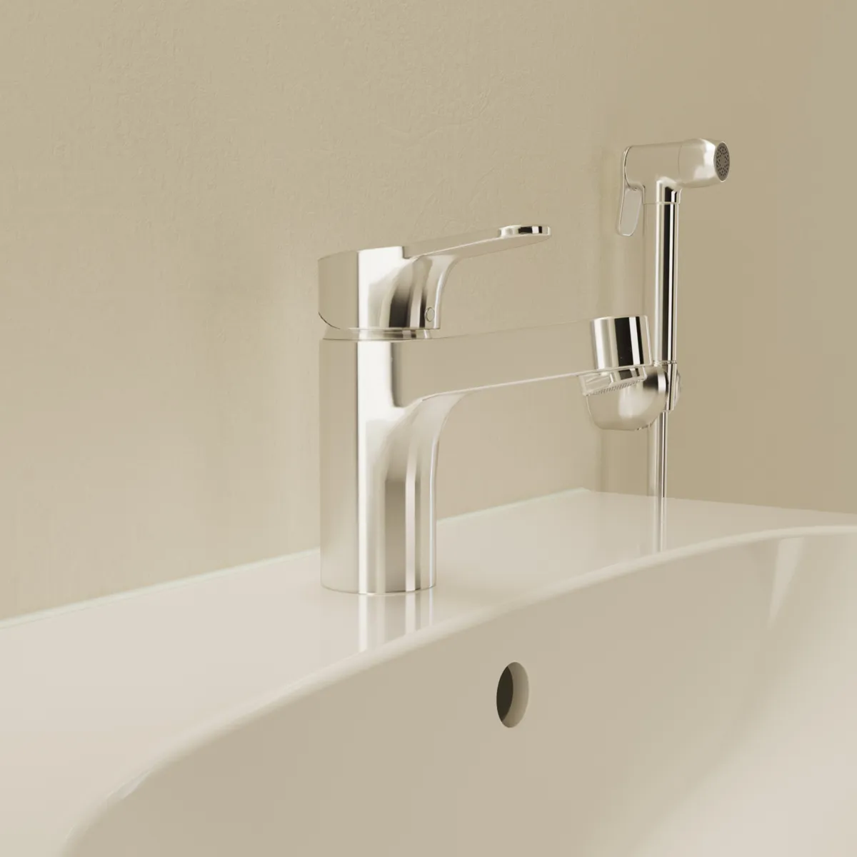 Waschtischarmatur m.sep.Seitenbrause H80 Cerabase ohne Ablaufgarnitur Ausladung 106mm Chrom Waschtischarmatur m.sep.Seitenbrause H80 Cerabase ohne Ablaufgarnitur Ausladung 106mm Chrom