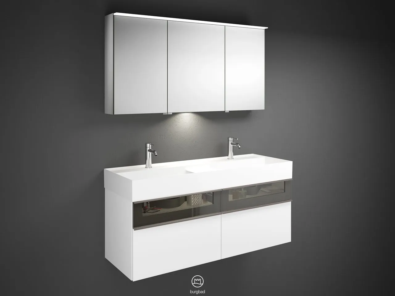 burgbad Badmöbelset „Yumo“ in Grau Hochglanz burgbad Badmöbelset „Yumo“ in Grau Hochglanz