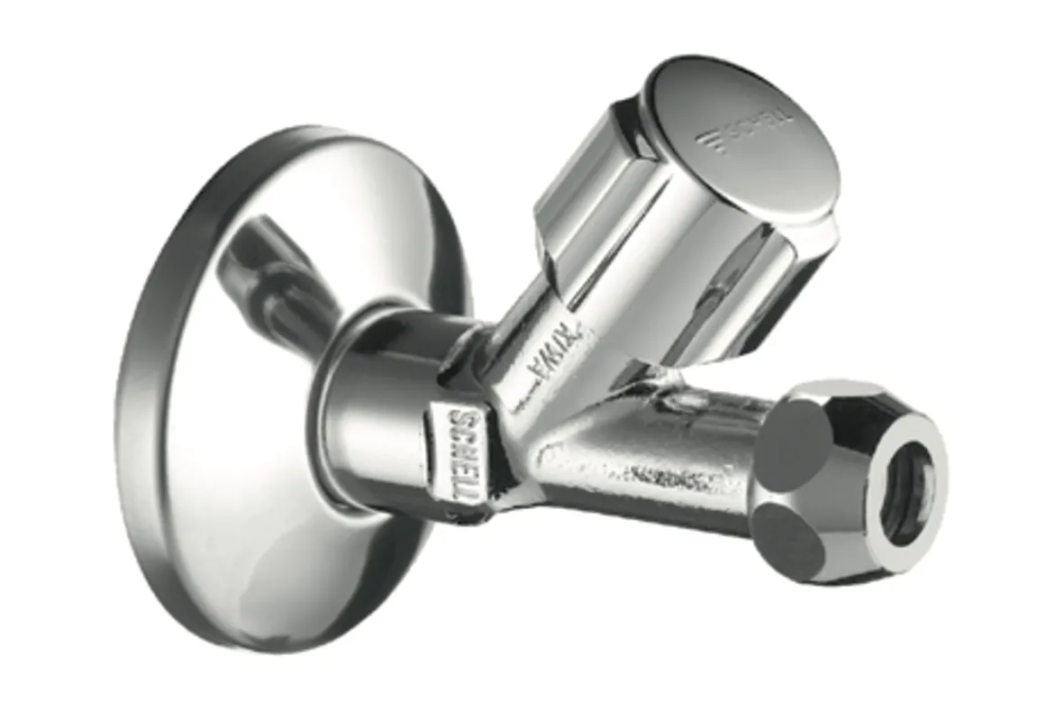 Schrägsitzventil COMFORT, COMFORT-Griff, Schubrosette Ø 54 mm, DN 15 G 1/2 AG, Ø 10 mm (DN 10 G 3/8 AG), chrom Schrägsitzventil COMFORT, COMFORT-Griff, Schubrosette Ø 54 mm, DN 15 G 1/2 AG, Ø 10 mm (DN 10 G 3/8 AG), chrom