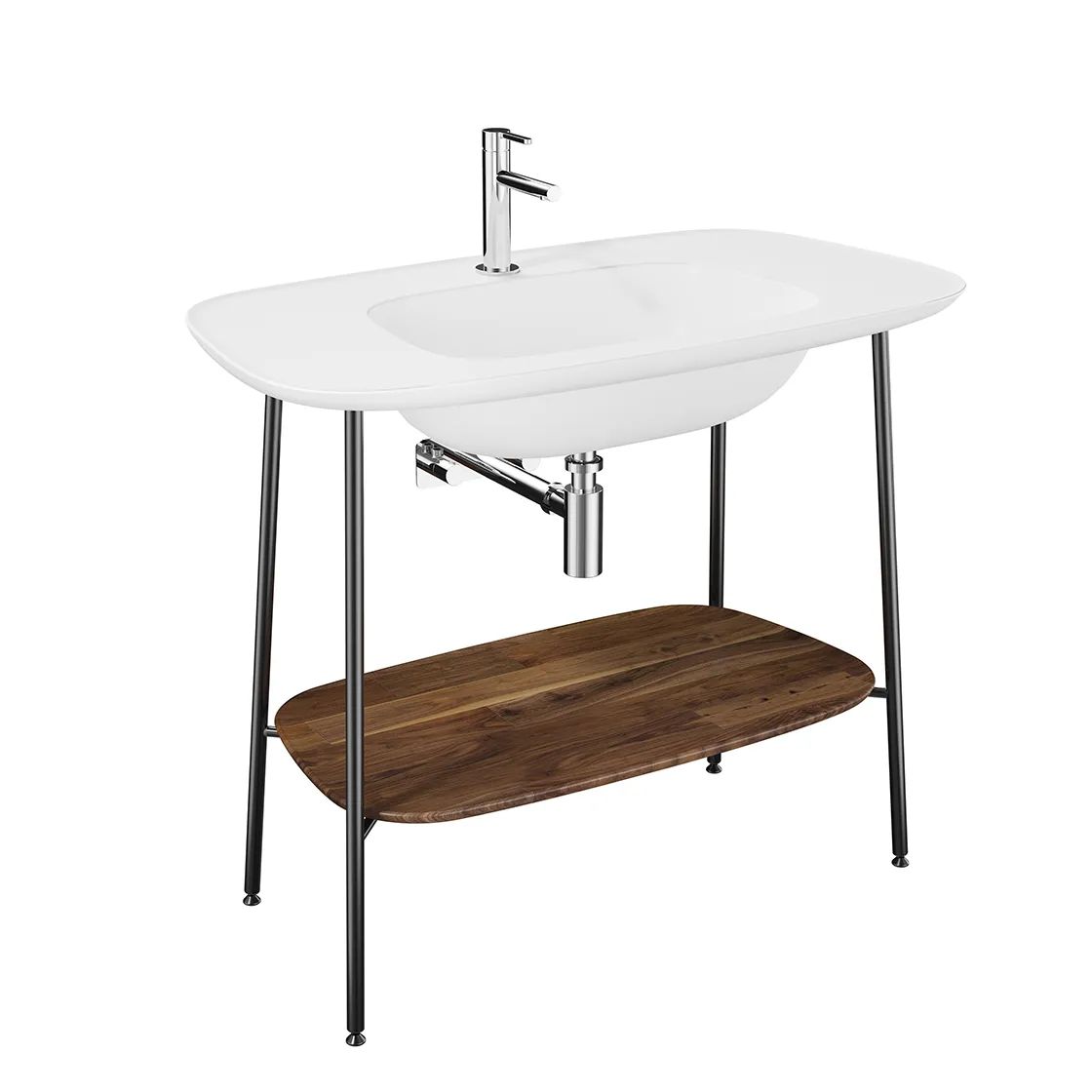 Plural Set 100 cm Waschtischunterbau + Möbelwaschtisch Eiche Dunkel Echtholz Edelweiß Plural Set 100 cm Waschtischunterbau + Möbelwaschtisch Eiche Dunkel Echtholz Edelweiß
