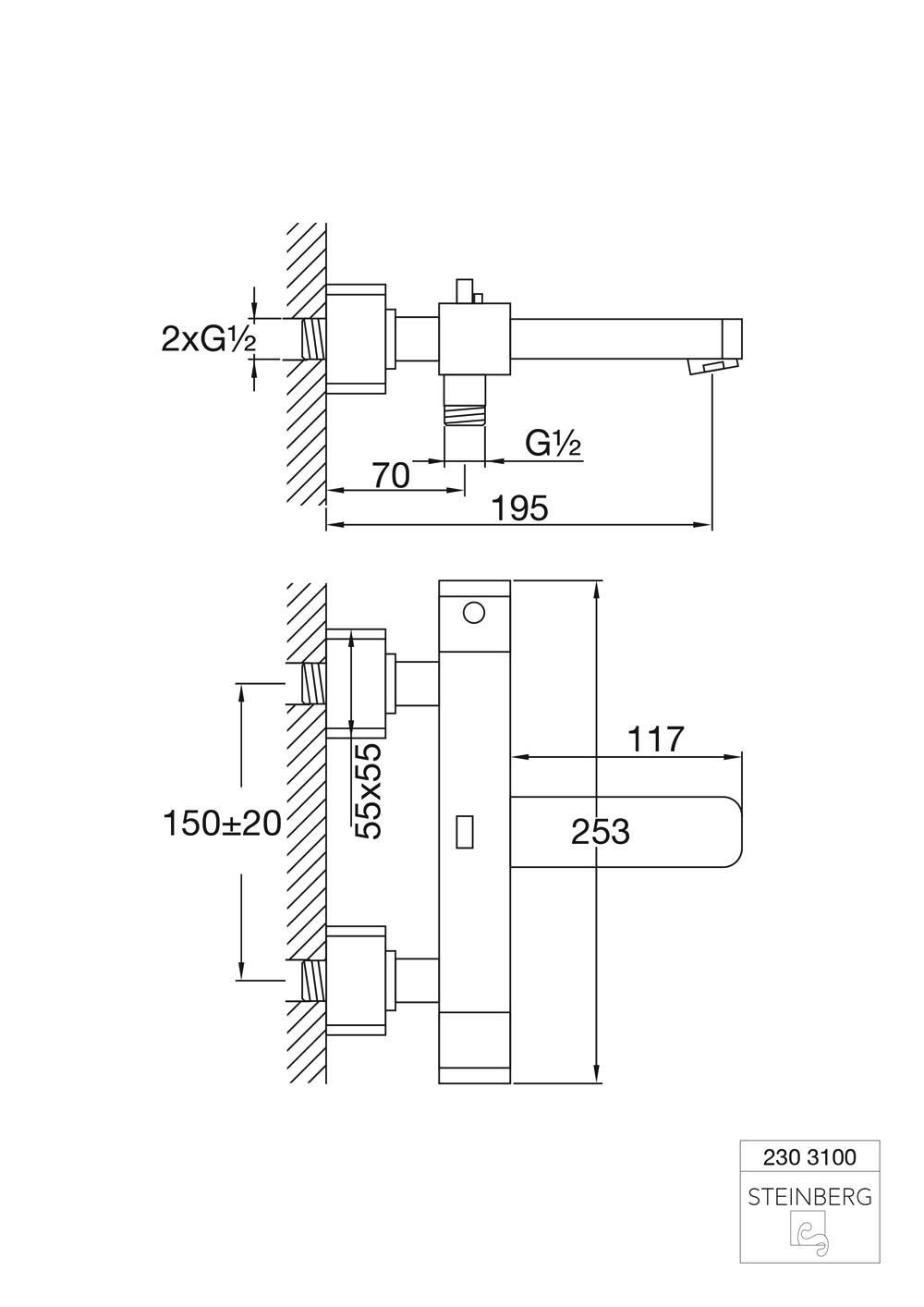Serie 230 Wanne/Brause-Aufputzthermostat 1/2 Serie 230 Wanne/Brause-Aufputzthermostat 1/2