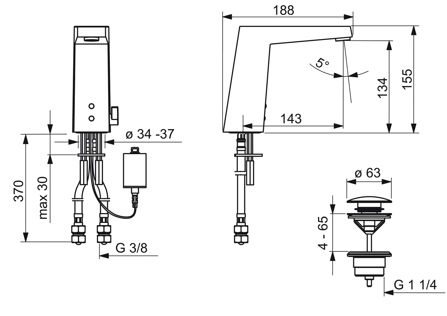 HansaLOFT Waschtischbatterie HansaLOFT 5749 6 V, Bluetooth Ausladung 143 mm DN15 Chrom HansaLOFT Waschtischbatterie HansaLOFT 5749 6 V, Bluetooth Ausladung 143 mm DN15 Chrom