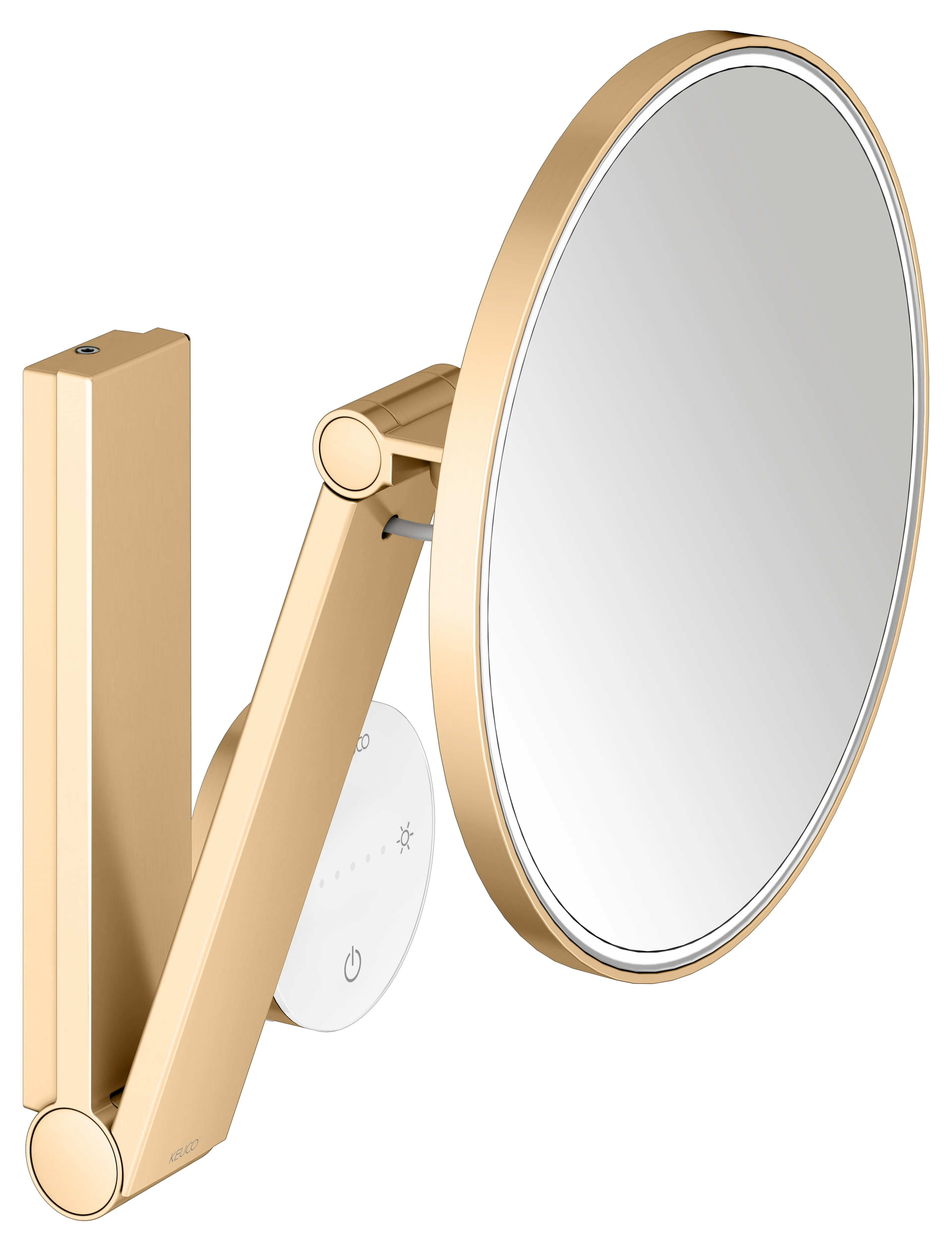 KEUCO Kosmetikspiegel iLook_move beleuchtet Wandmodell, rund, Messing gebürstet