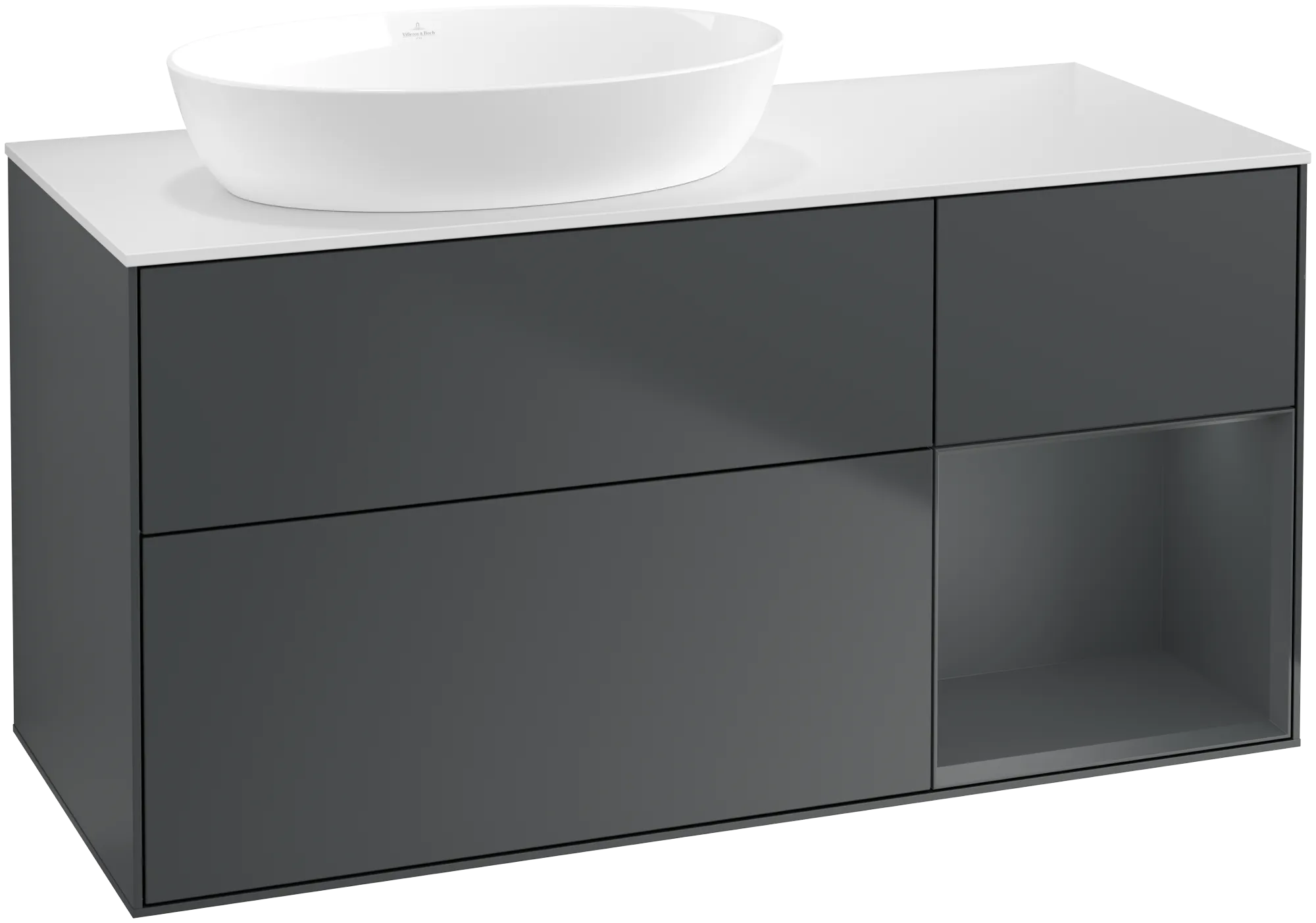 Villeroy & Boch Finion Waschbeckenunterschrank GA5, 1200x603x501mm, Midnight Blue Matt Lacquer / Glass White Matt