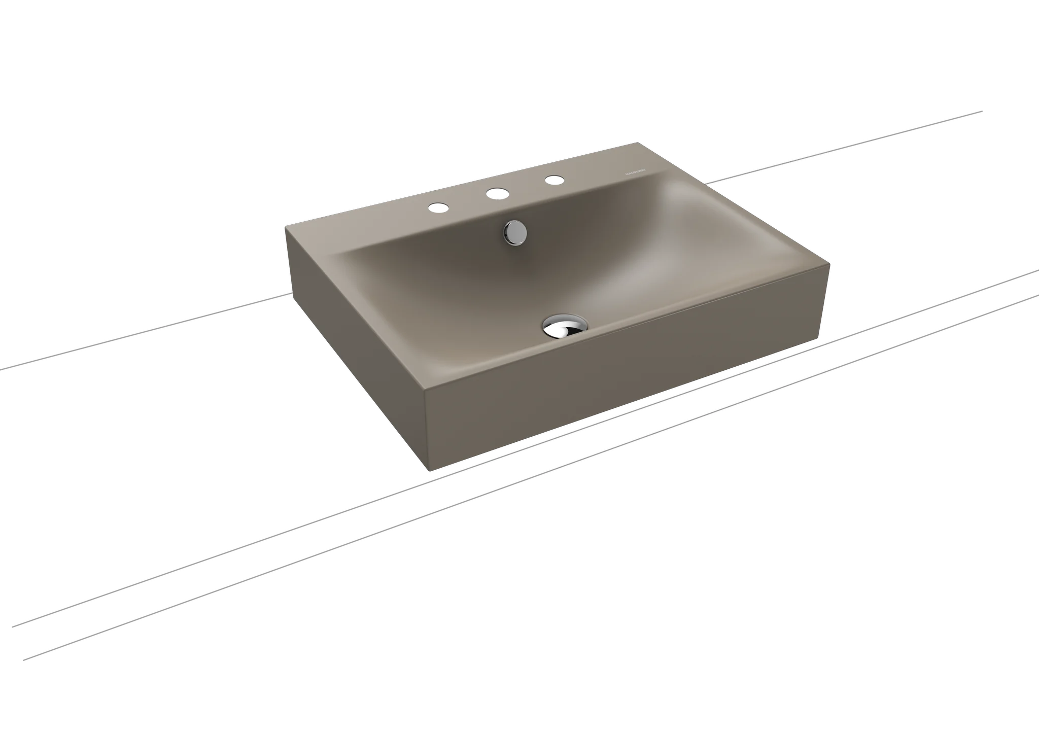 Kaldewei SILENIO Aufsatzwaschtisch, 600x460 mm, Randhöhe 120 mm, warm grey 60, Perl-Effekt, Antidröhn, 3er Hahnlochbohrung, mit Überlauf, Sichtteile chrom Kaldewei SILENIO Aufsatzwaschtisch, 600x460 mm, Randhöhe 120 mm, warm grey 60, Perl-Effekt, Antidröhn, 3er Hahnlochbohrung, mit Überlauf, Sichtteile chrom