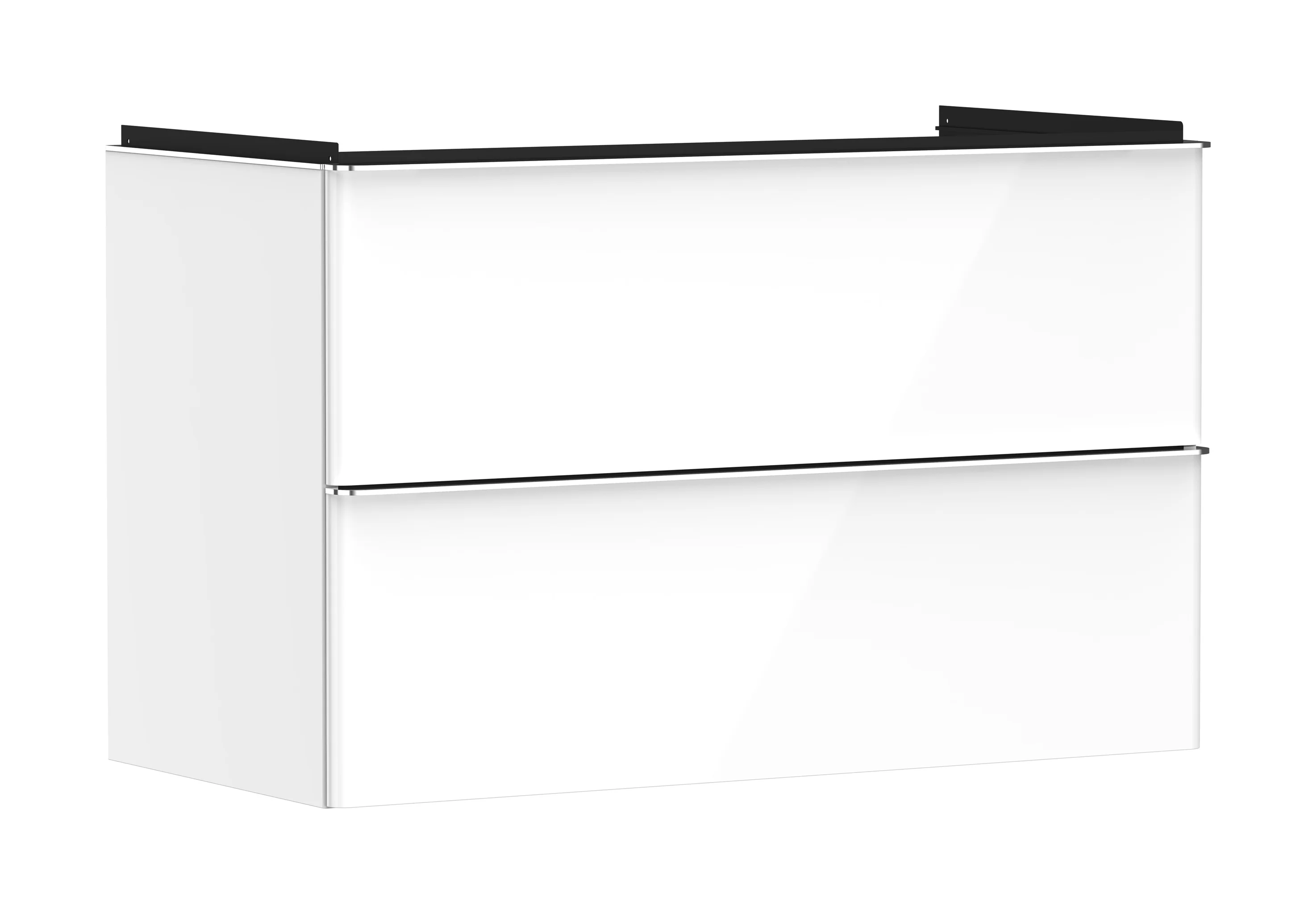Hansgrohe Xelu Q Waschtischunterschrank, weiß hochglanz, 980 x 475 mm, 2 Schubkästen, verchromte Griffe, SoftClose, vormontiert