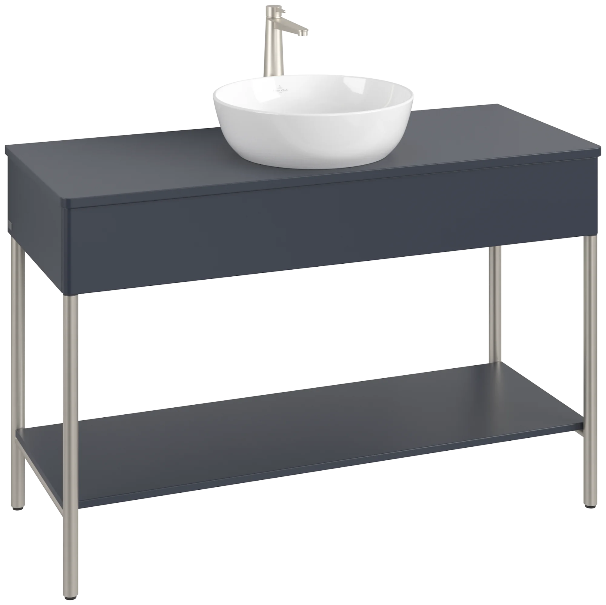 Villeroy & Boch Waschbeckenunterschrank Artis, Midnight Blue Matt Lacquer, 1200 x 782 x 500 mm, mit Metallgestell, Beleuchtung, Push-to-open Funktion