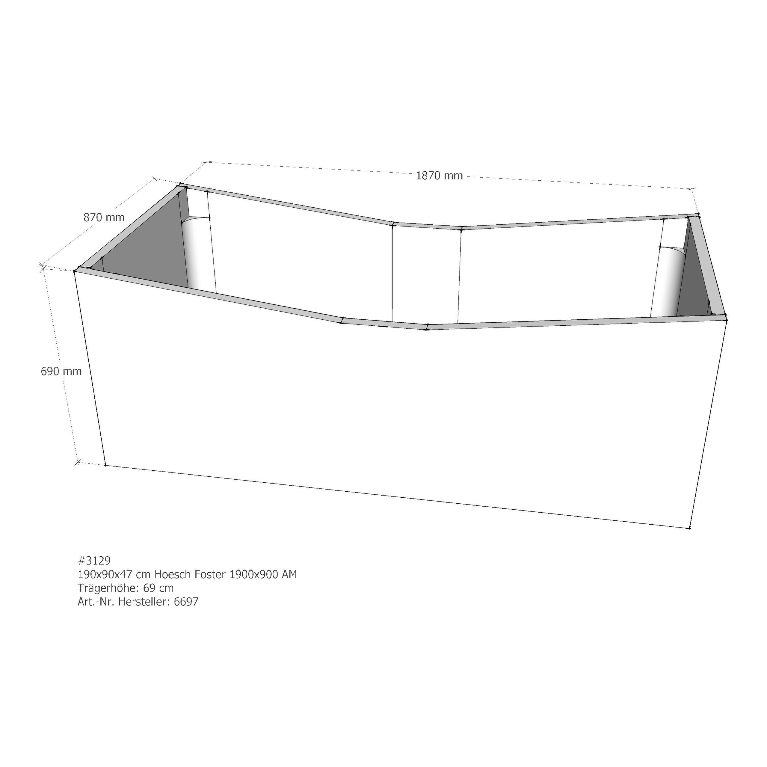 Badewannenträger für Hoesch Foster 1900x900 190 × 90 × 47 cm