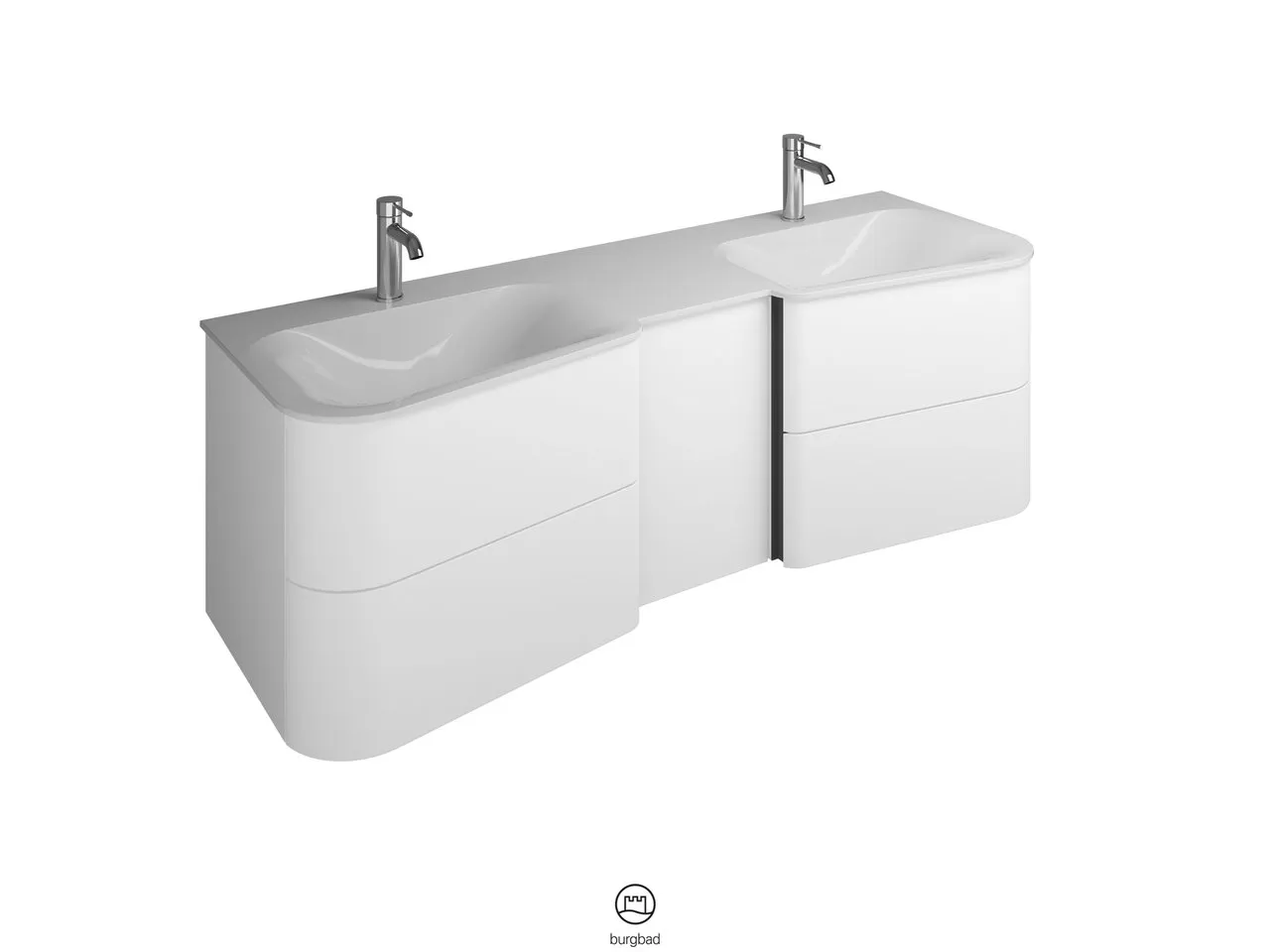 burgbad Badmöbelset „Badu“ Griffleiste, Weiß, in Weiß Matt burgbad Badmöbelset „Badu“ Griffleiste, Weiß, in Weiß Matt