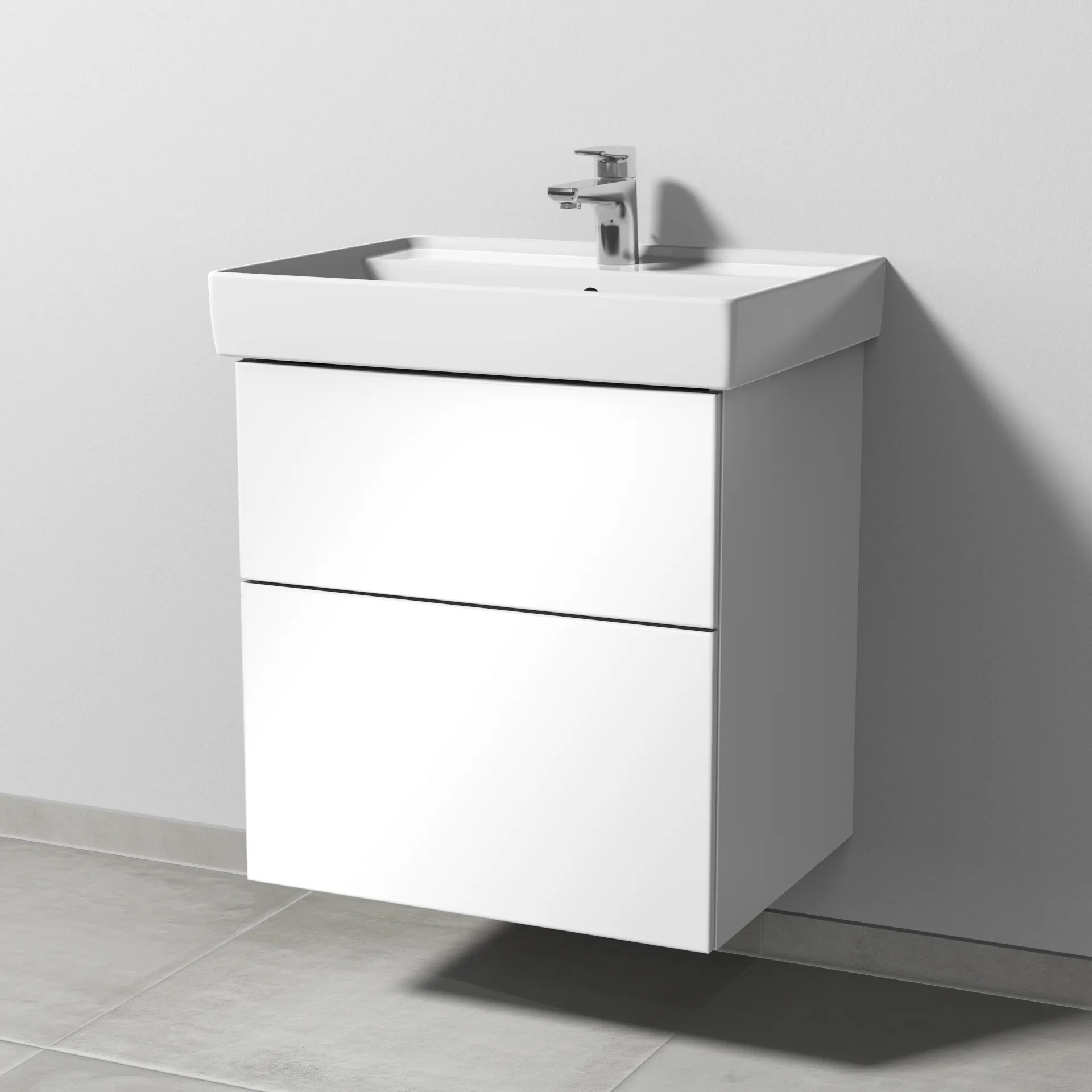 Sanipa Waschtischunterschrank „3way“ passend zu Keramik-Waschtische Collaro von Villeroy &Boch 550 × 588 × 447 mm in Weiß (glanz)