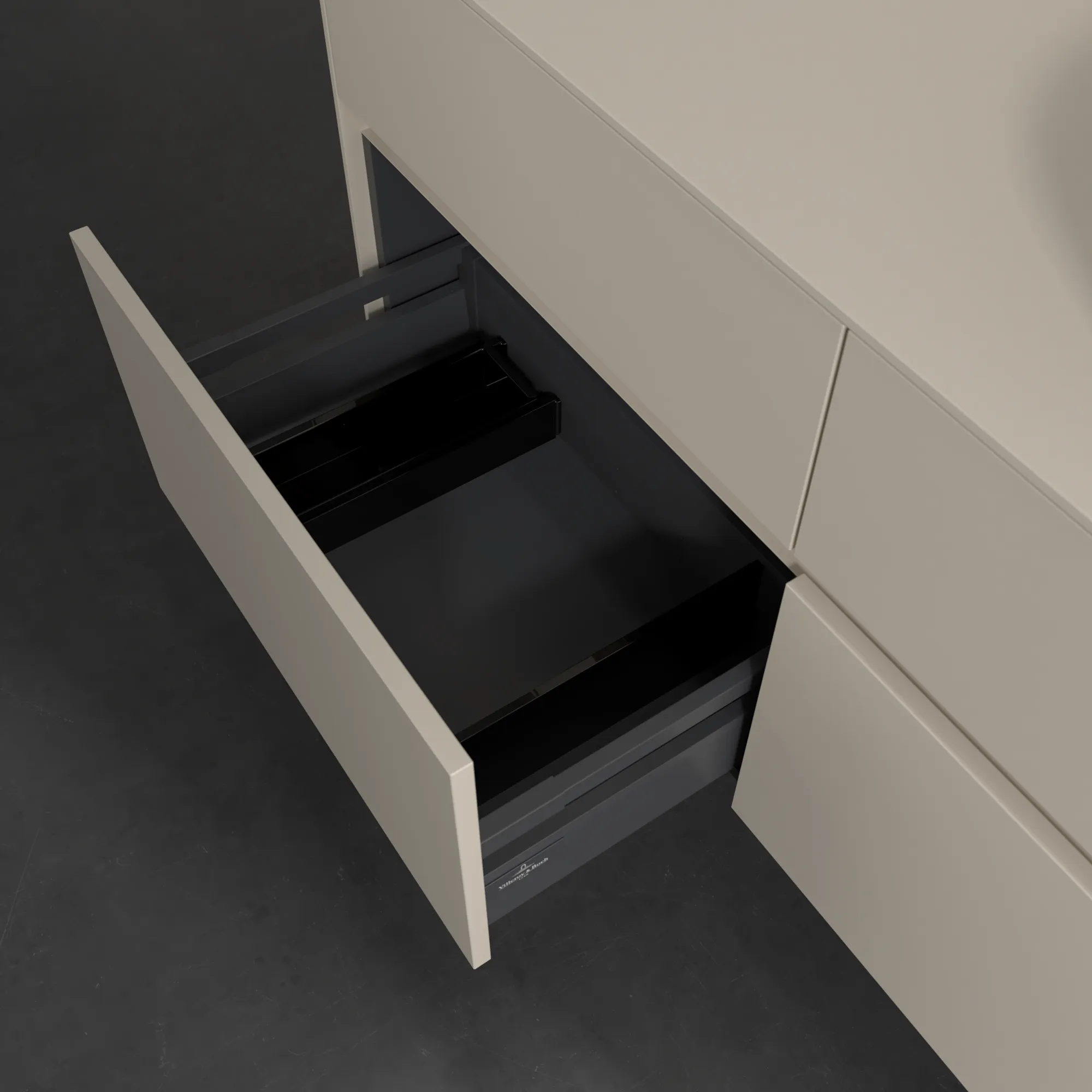 Villeroy & Boch Waschtischunterschrank „Collaro“ 1200 × 548 × 500 mm Cashmere Grey, ohne Beleuchtung, für Becken rechts